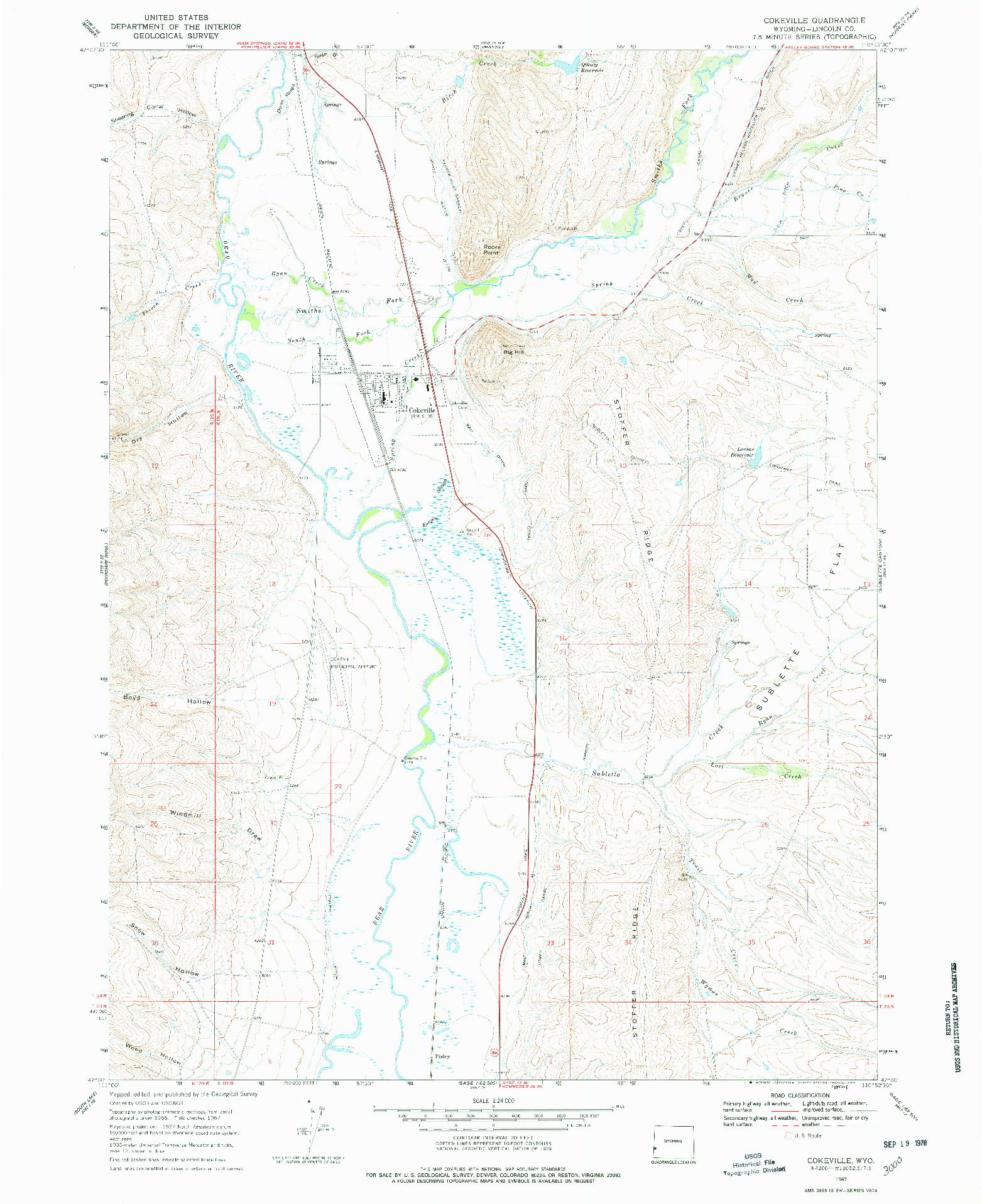 USGS 1:24000-SCALE QUADRANGLE FOR COKEVILLE, WY 1967