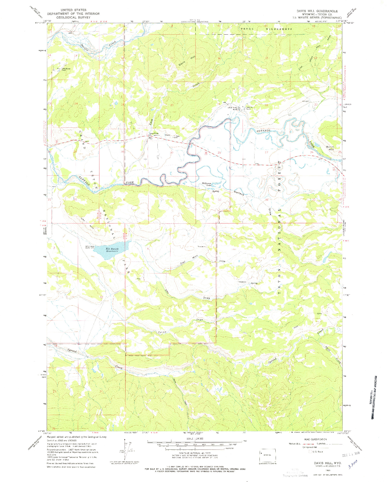 USGS 1:24000-SCALE QUADRANGLE FOR DAVIS HILL, WY 1965