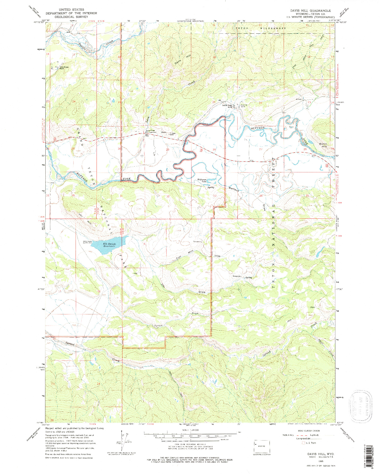 USGS 1:24000-SCALE QUADRANGLE FOR DAVIS HILL, WY 1965