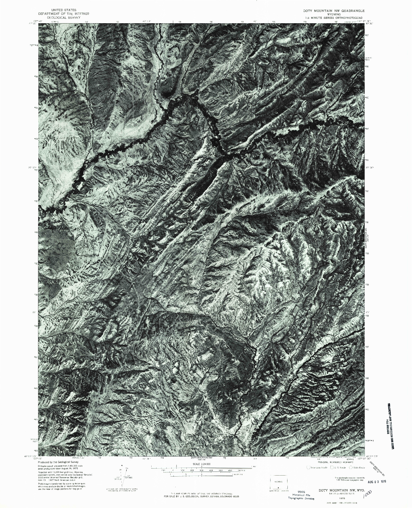 USGS 1:24000-SCALE QUADRANGLE FOR DOTY MOUNTAIN NW, WY 1975