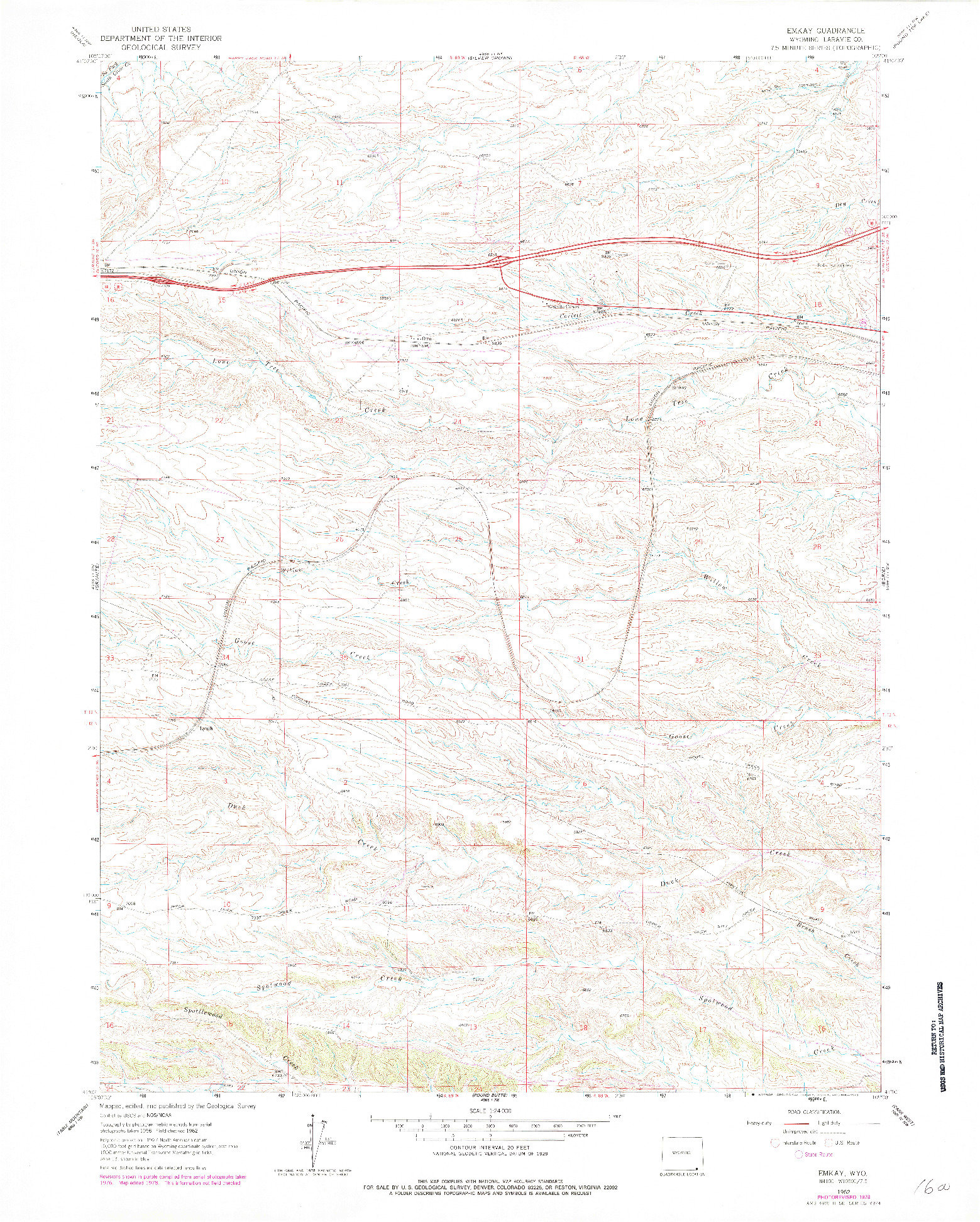 USGS 1:24000-SCALE QUADRANGLE FOR EMKAY, WY 1962