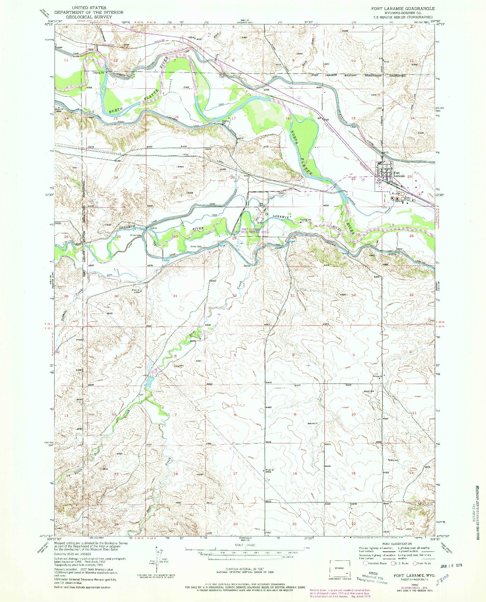 USGS 1:24000-SCALE QUADRANGLE FOR FORT LARAMIE, WY 1950
