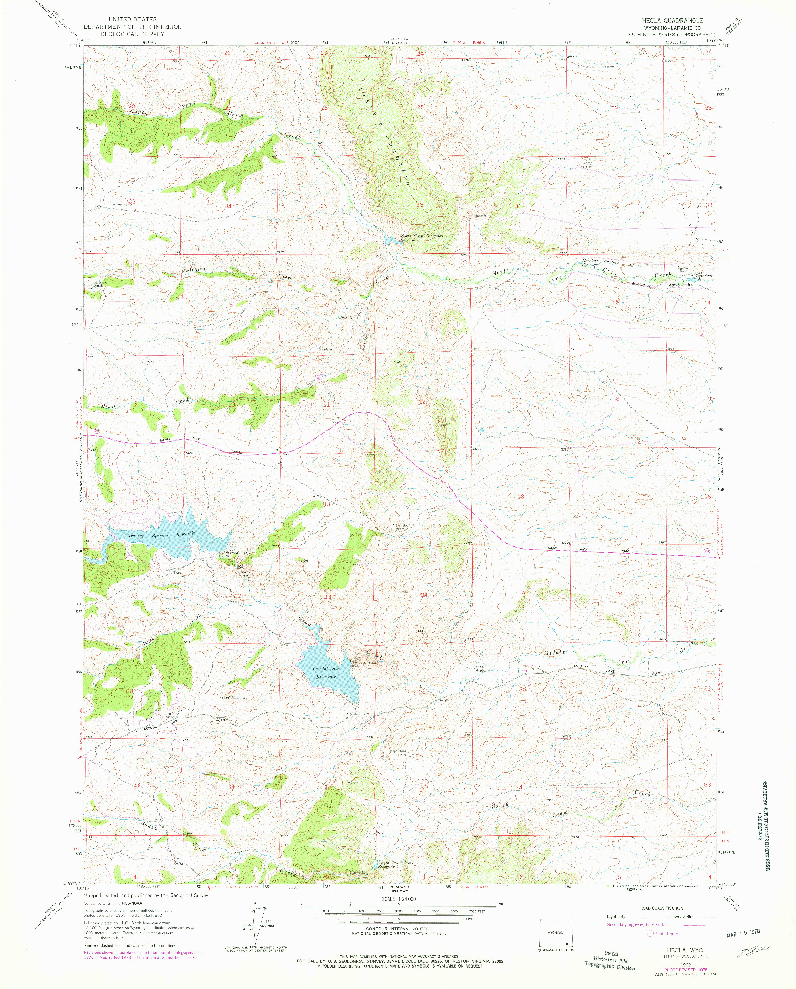 USGS 1:24000-SCALE QUADRANGLE FOR HECLA, WY 1962