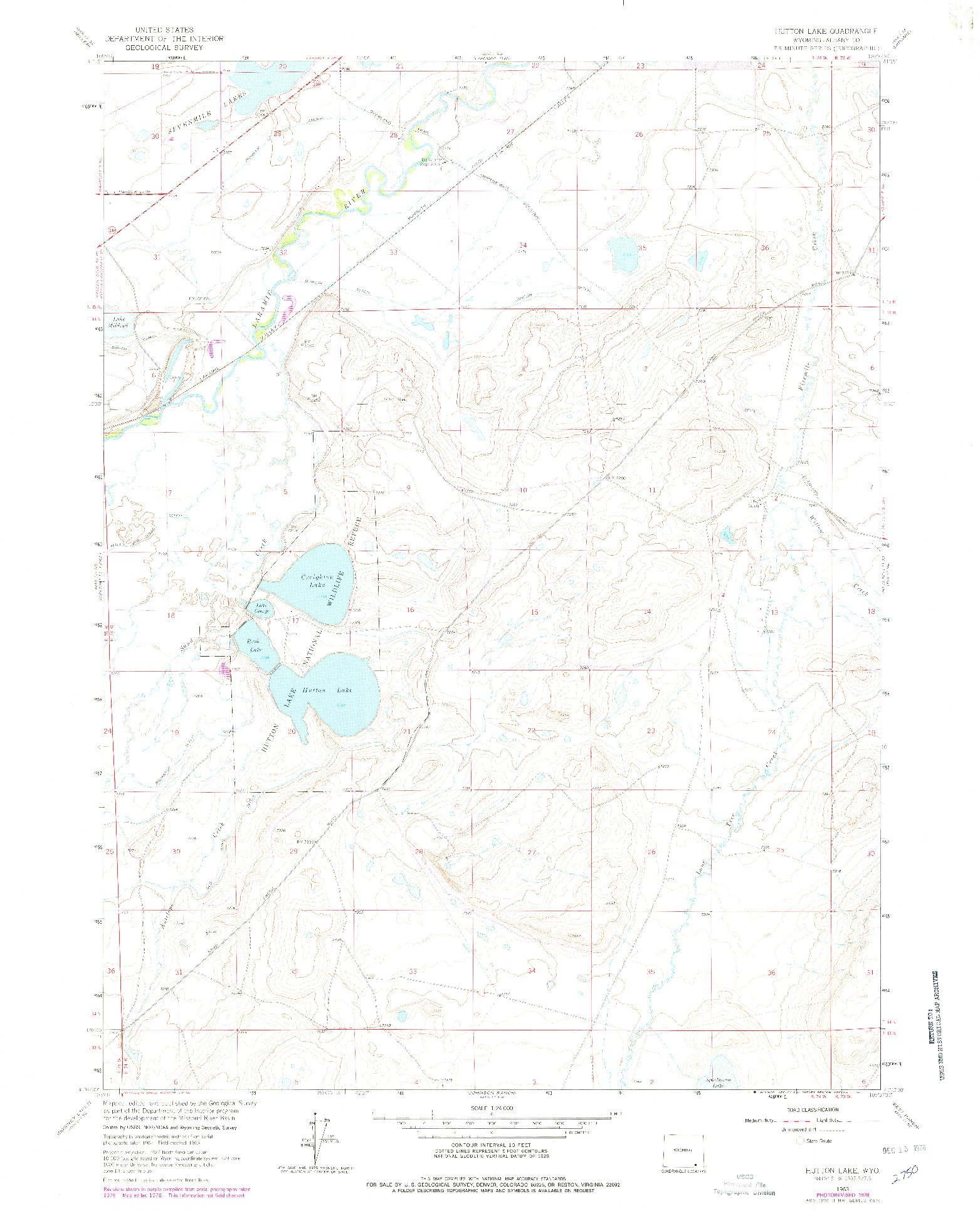 USGS 1:24000-SCALE QUADRANGLE FOR HUTTON LAKE, WY 1963
