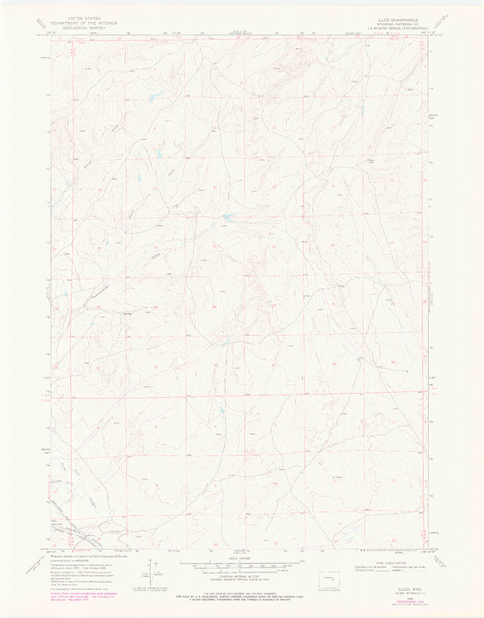USGS 1:24000-SCALE QUADRANGLE FOR ILLCO, WY 1968