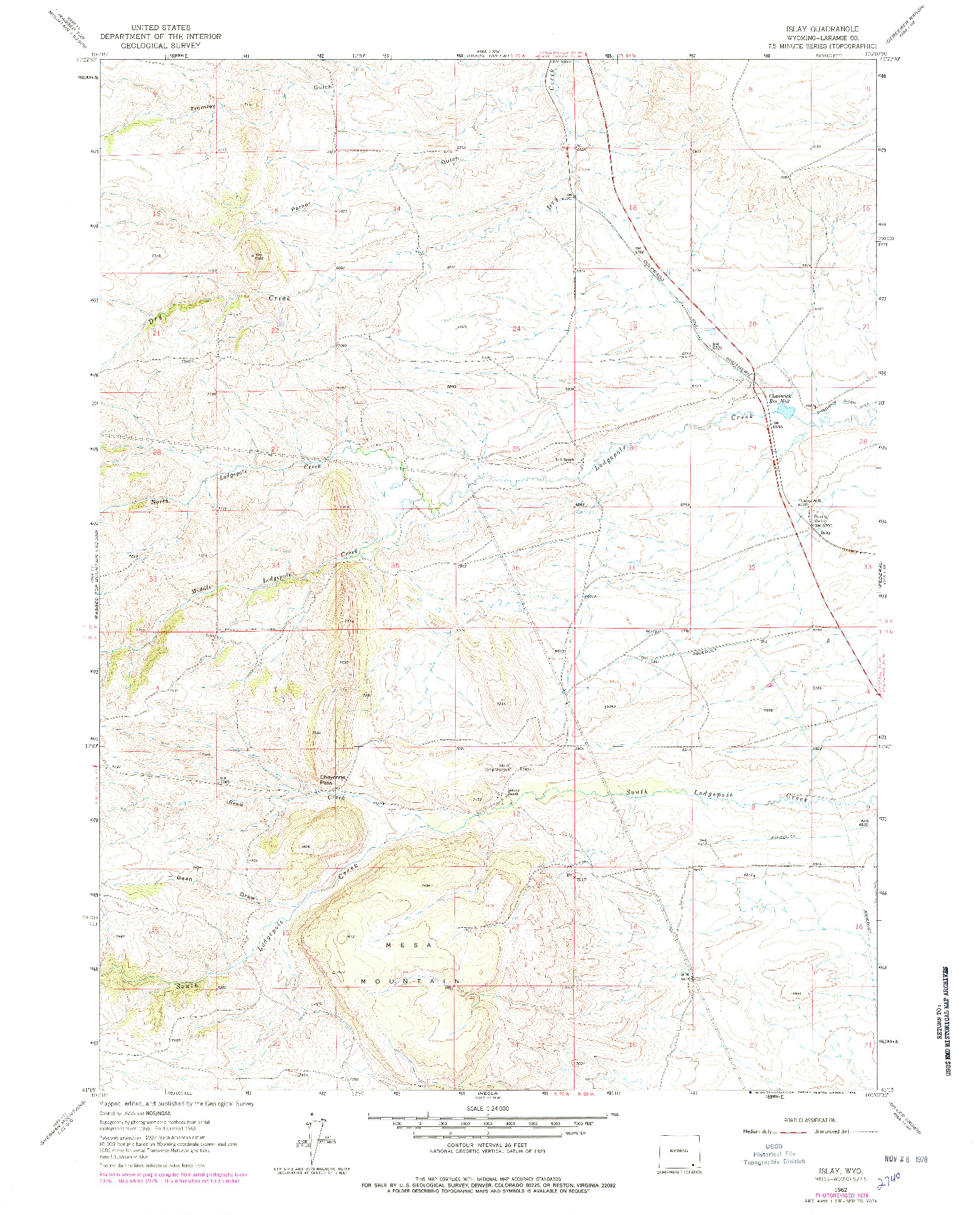 USGS 1:24000-SCALE QUADRANGLE FOR ISLAY, WY 1962