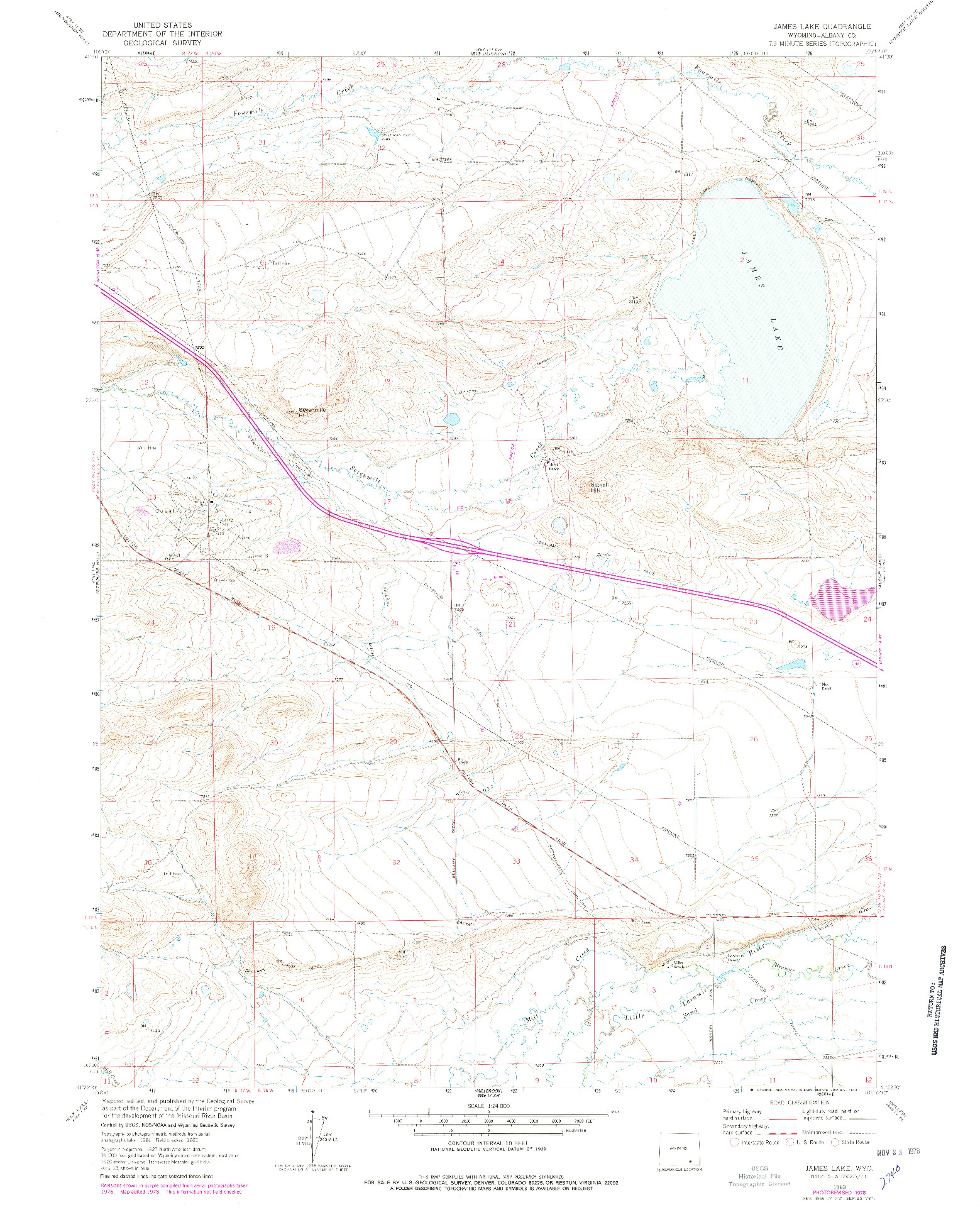 USGS 1:24000-SCALE QUADRANGLE FOR JAMES LAKE, WY 1963