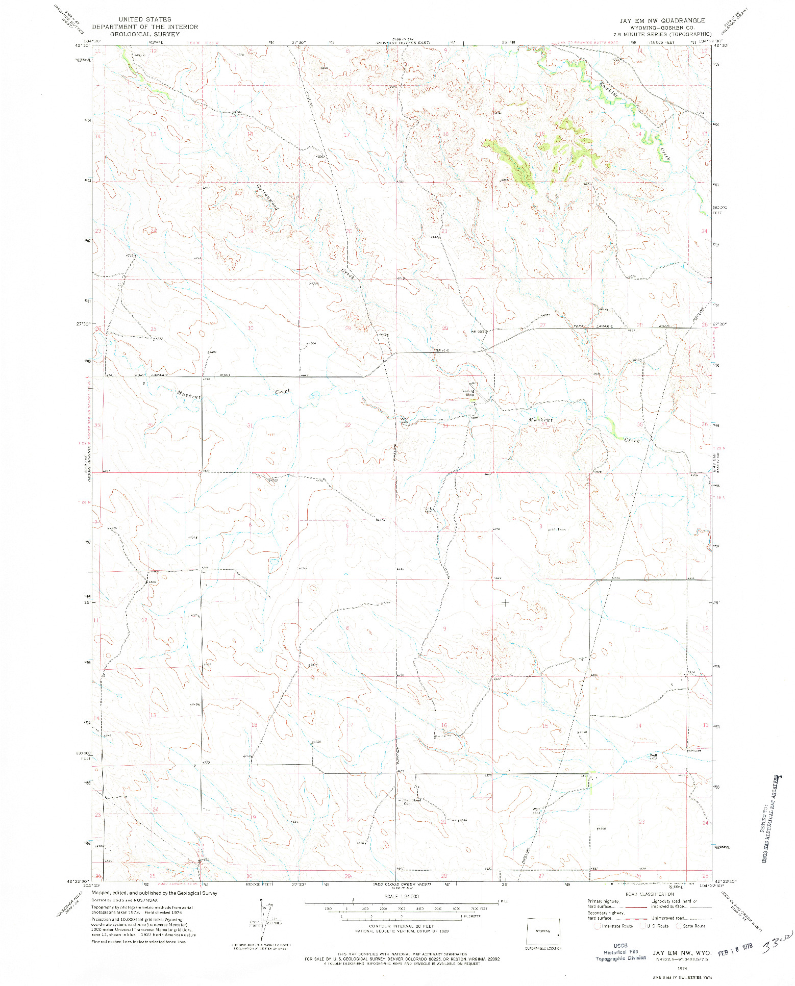 USGS 1:24000-SCALE QUADRANGLE FOR JAY EM NW, WY 1974