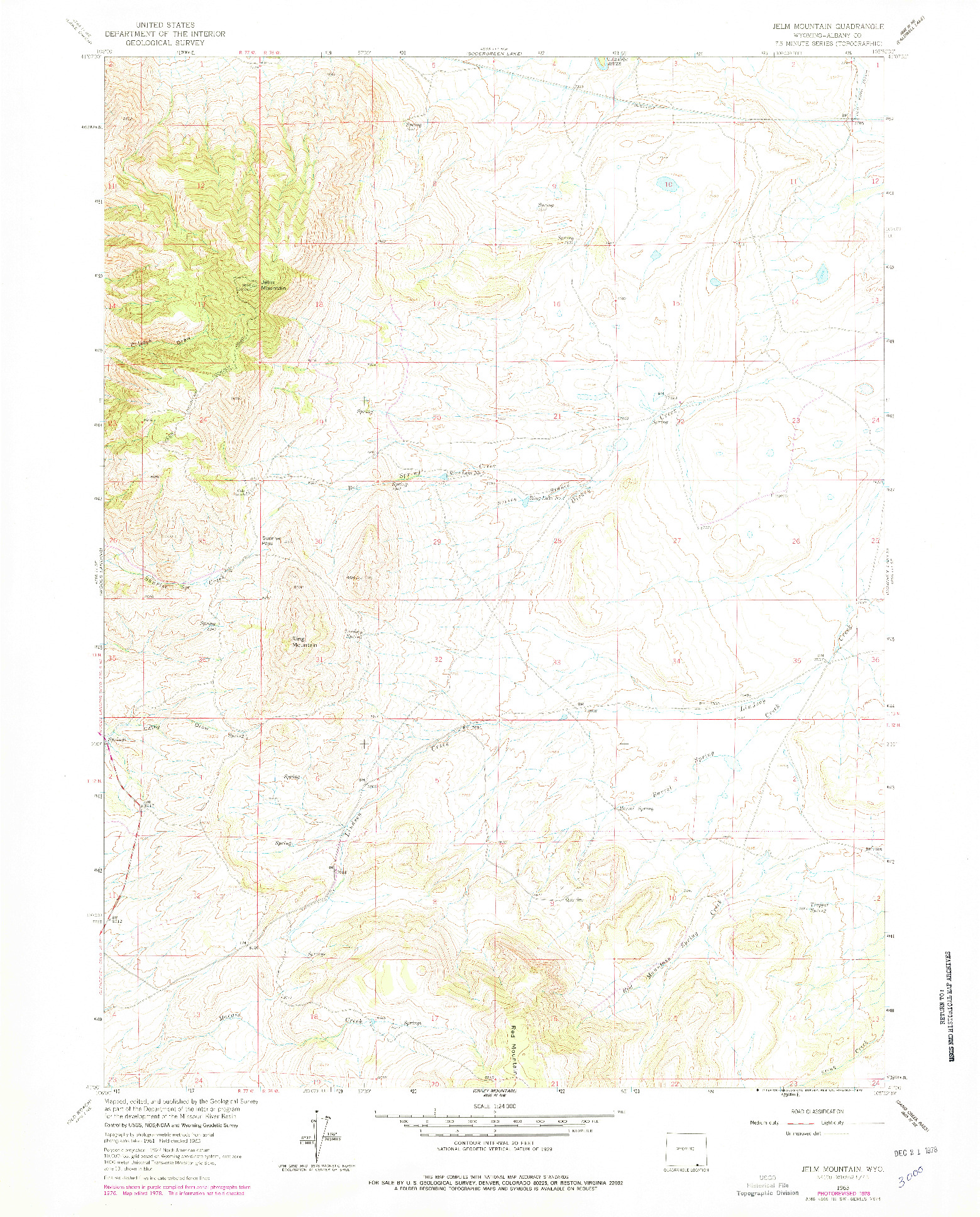 USGS 1:24000-SCALE QUADRANGLE FOR JELM MOUNTAIN, WY 1963