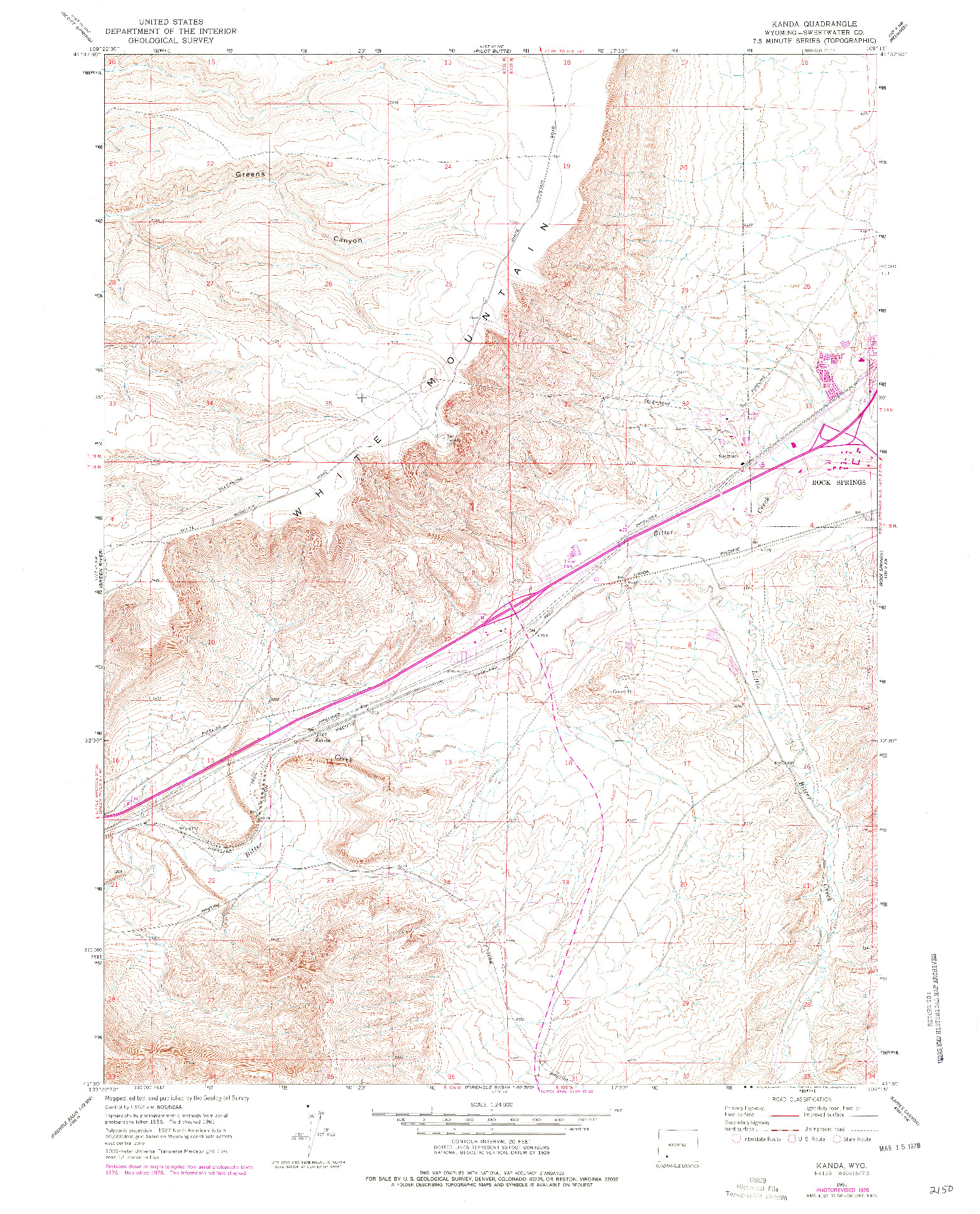 USGS 1:24000-SCALE QUADRANGLE FOR KANDA, WY 1961