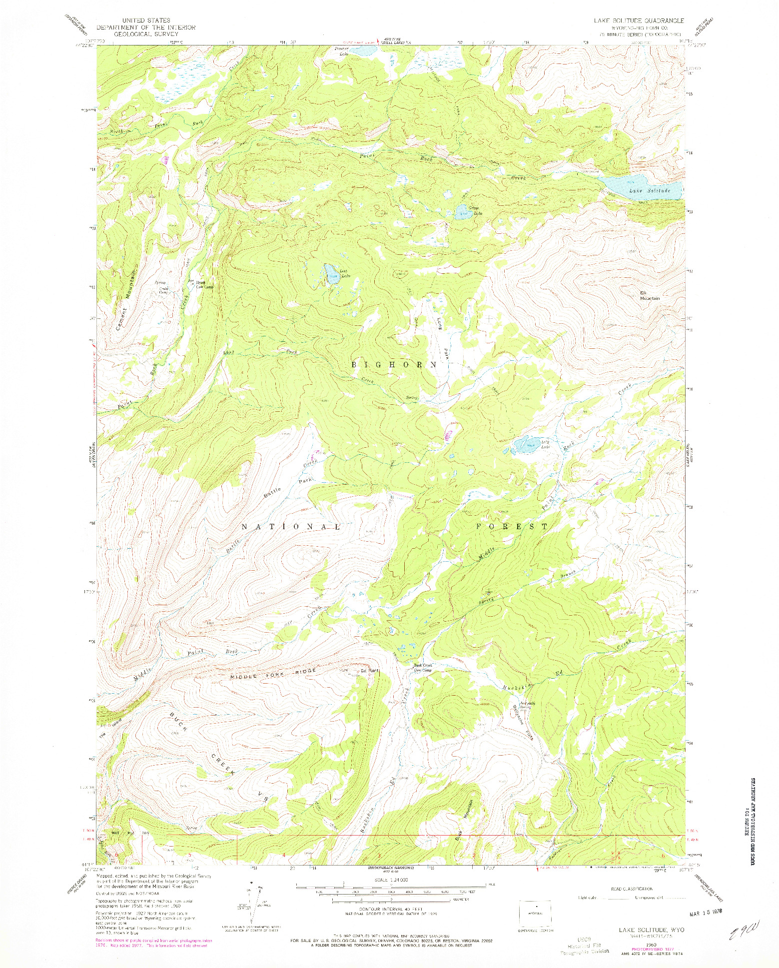 USGS 1:24000-SCALE QUADRANGLE FOR LAKE SOLITUDE, WY 1960