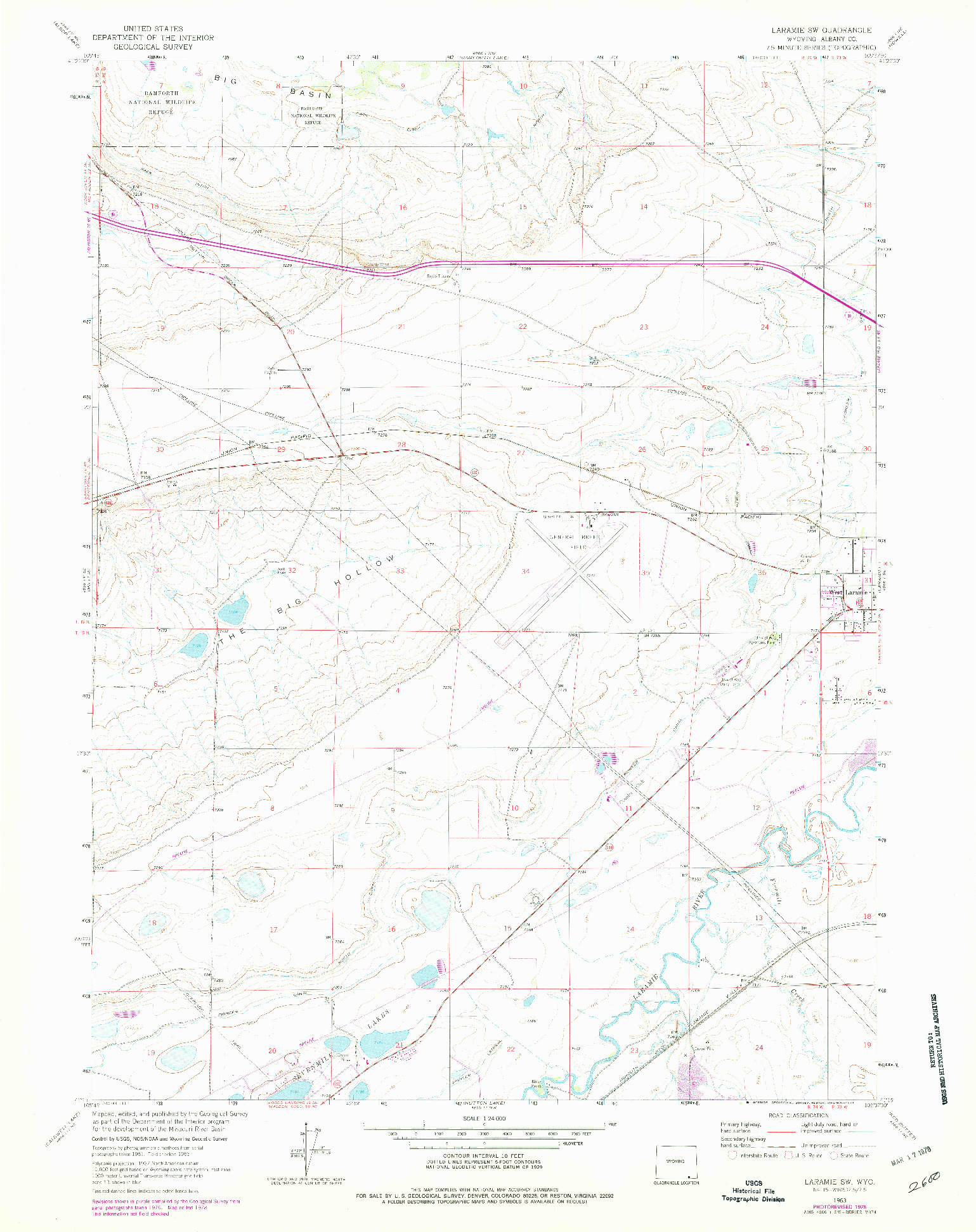 USGS 1:24000-SCALE QUADRANGLE FOR LARAMIE SW, WY 1963
