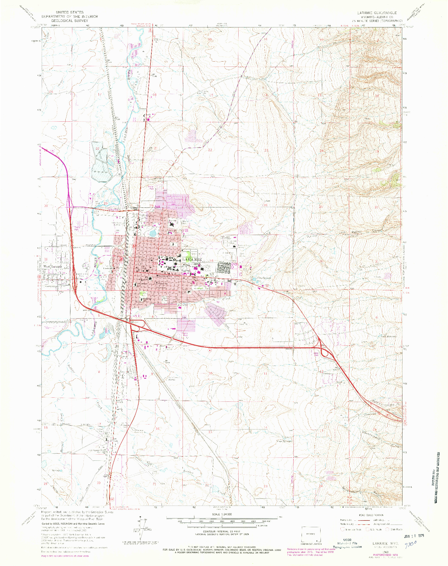 USGS 1:24000-SCALE QUADRANGLE FOR LARAMIE, WY 1963