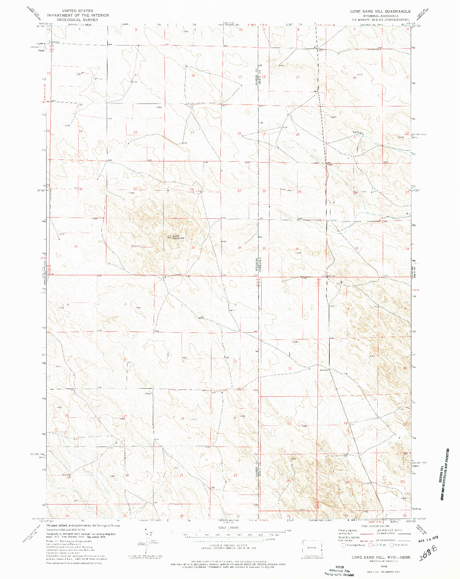 USGS 1:24000-SCALE QUADRANGLE FOR LONE SAND HILL, WY 1978