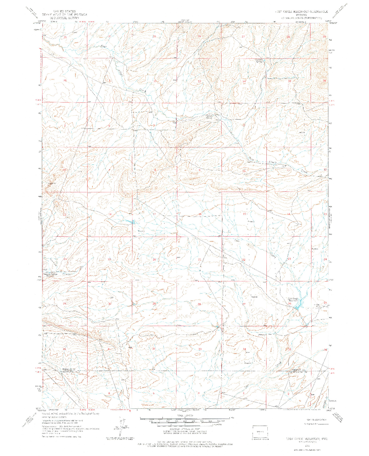 USGS 1:24000-SCALE QUADRANGLE FOR LOST CREEK RESERVOIR, WY 1961