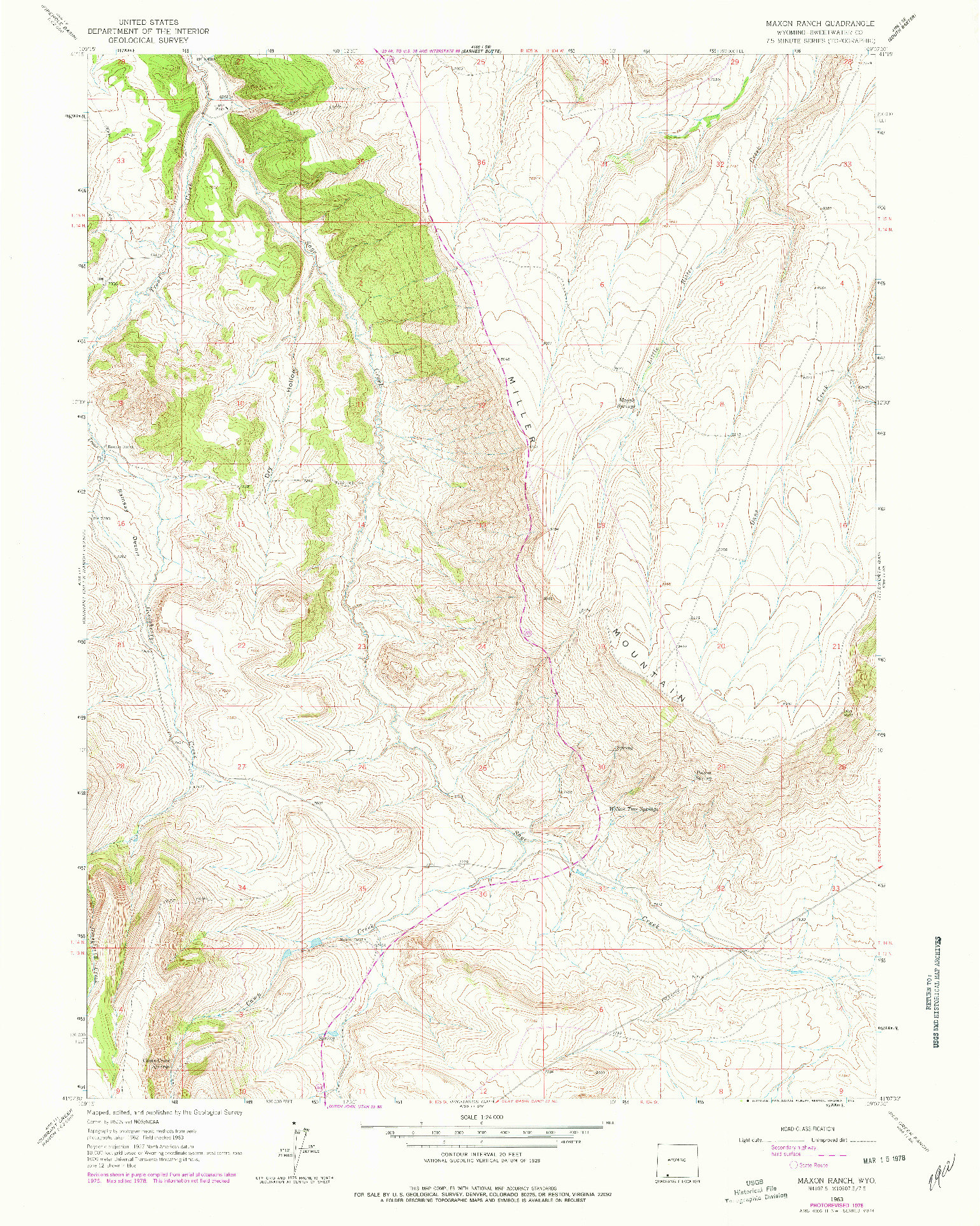USGS 1:24000-SCALE QUADRANGLE FOR MAXON RANCH, WY 1963
