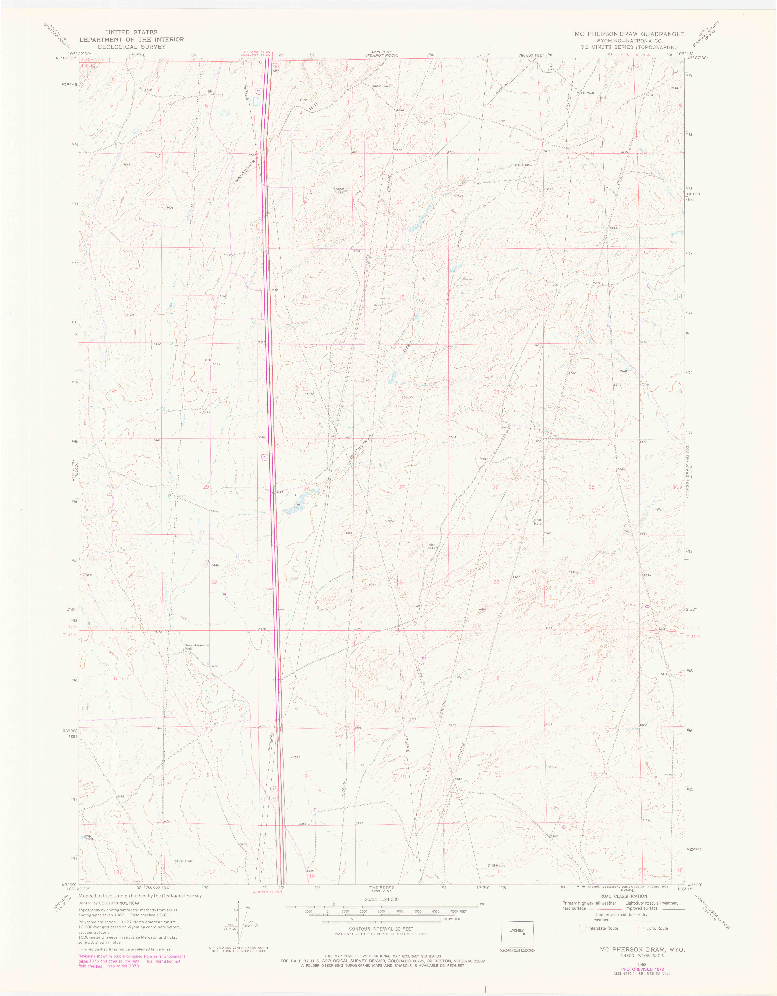 USGS 1:24000-SCALE QUADRANGLE FOR MCPHERSON DRAW, WY 1968