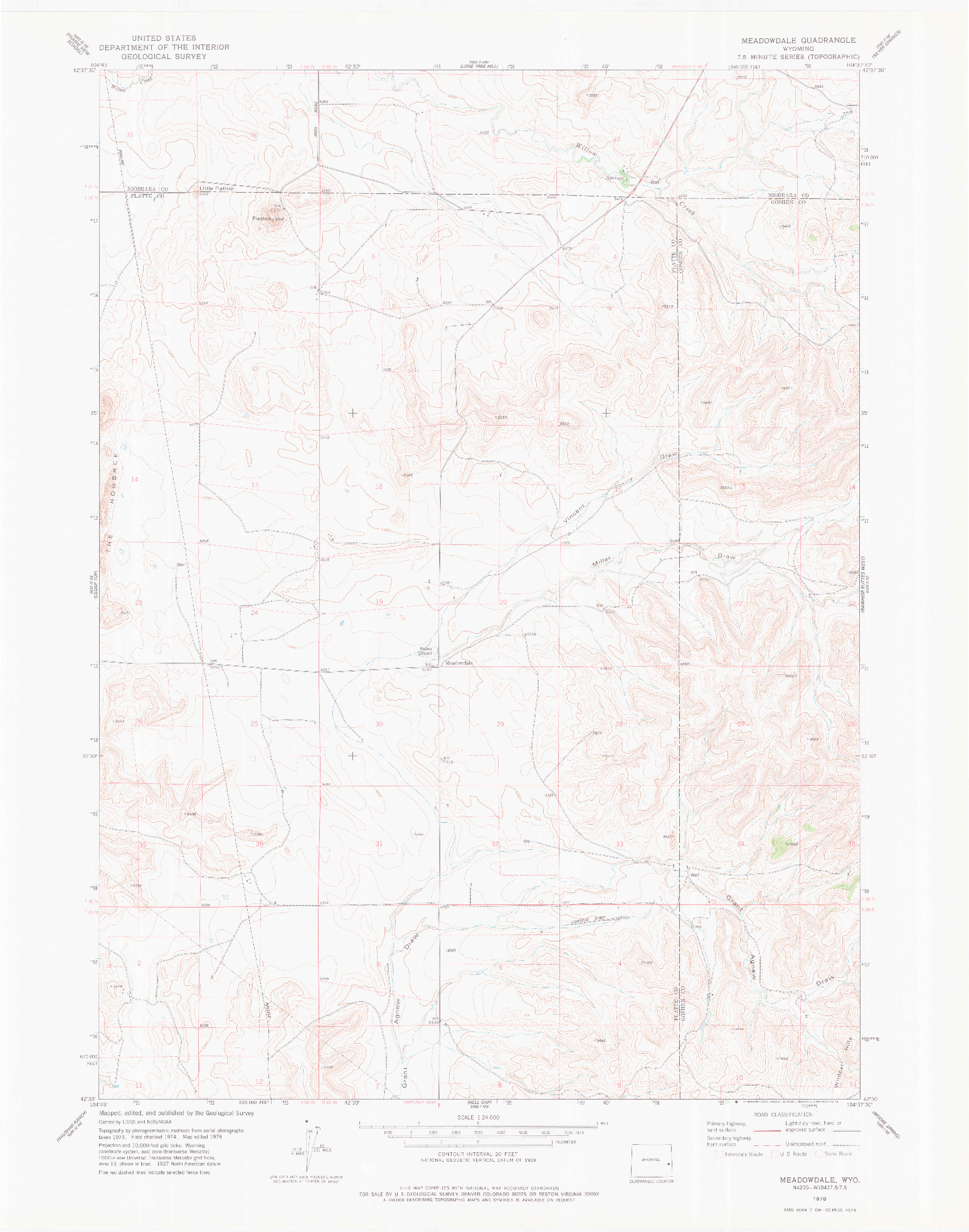 USGS 1:24000-SCALE QUADRANGLE FOR MEADOWDALE, WY 1978