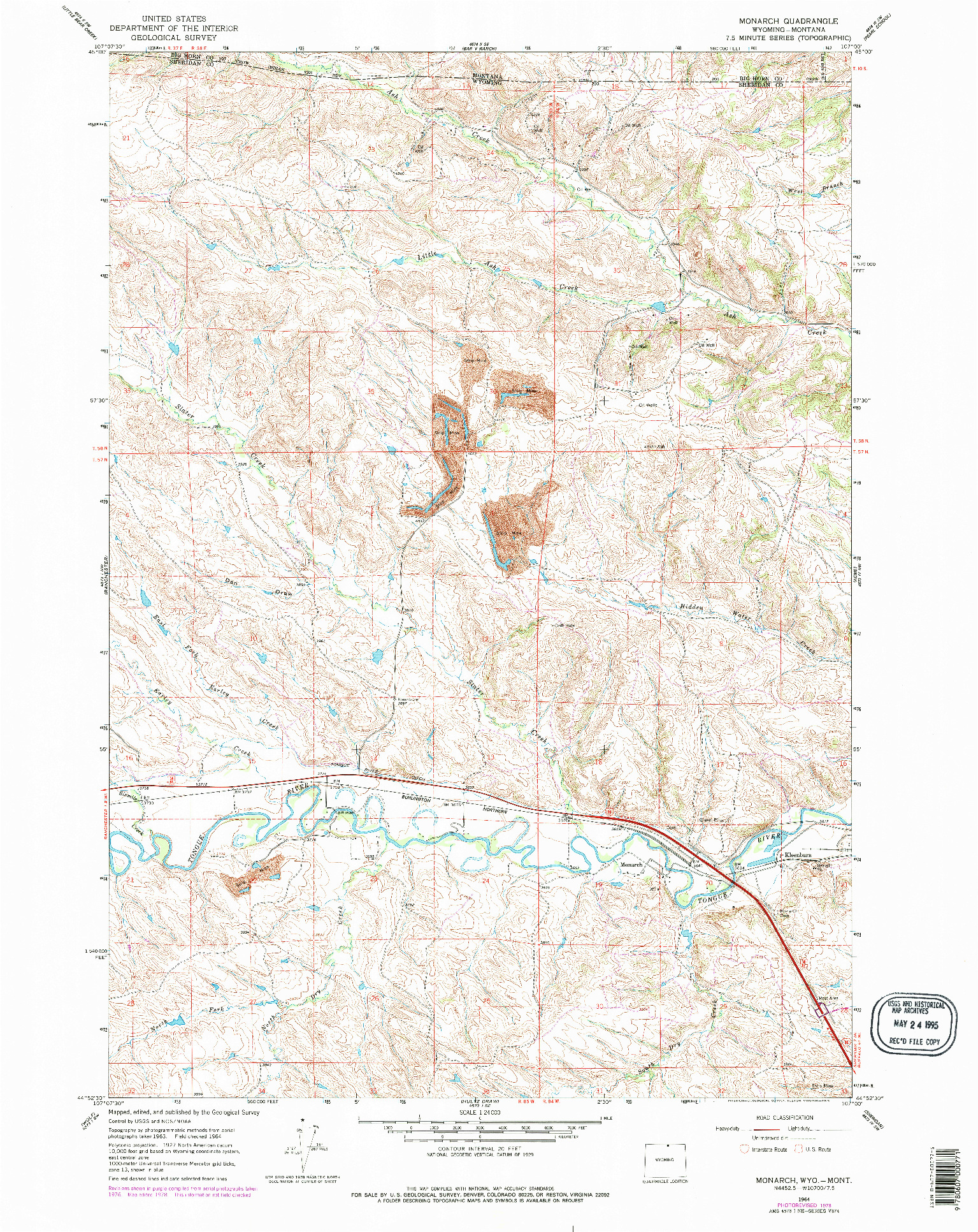 USGS 1:24000-SCALE QUADRANGLE FOR MONARCH, WY 1964