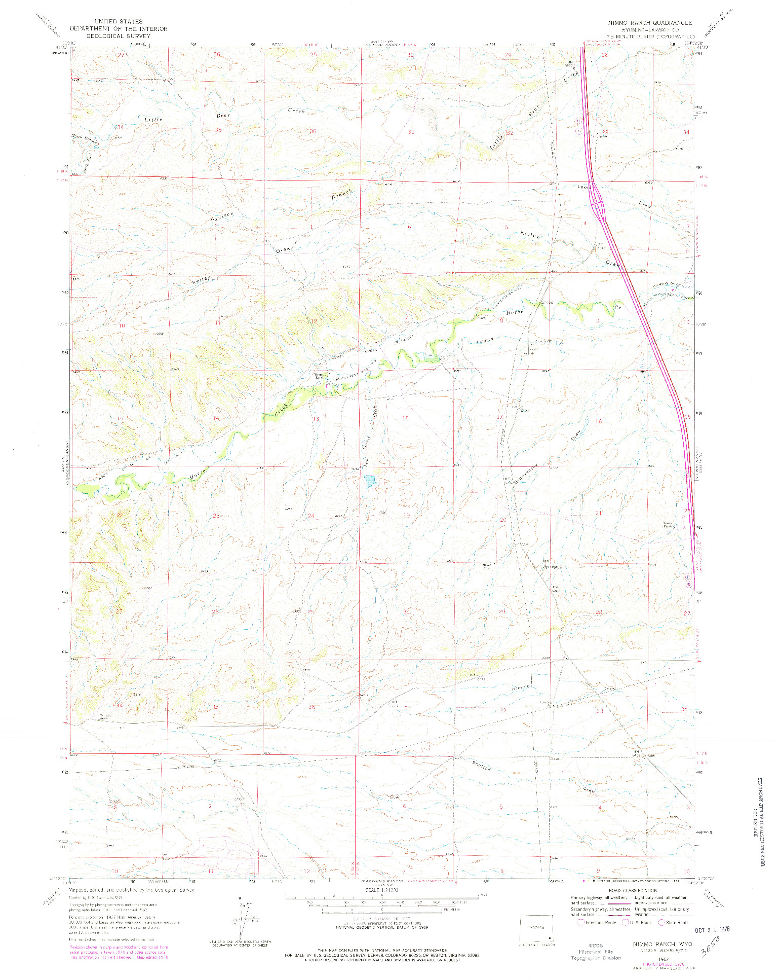 USGS 1:24000-SCALE QUADRANGLE FOR NIMMO RANCH, WY 1962