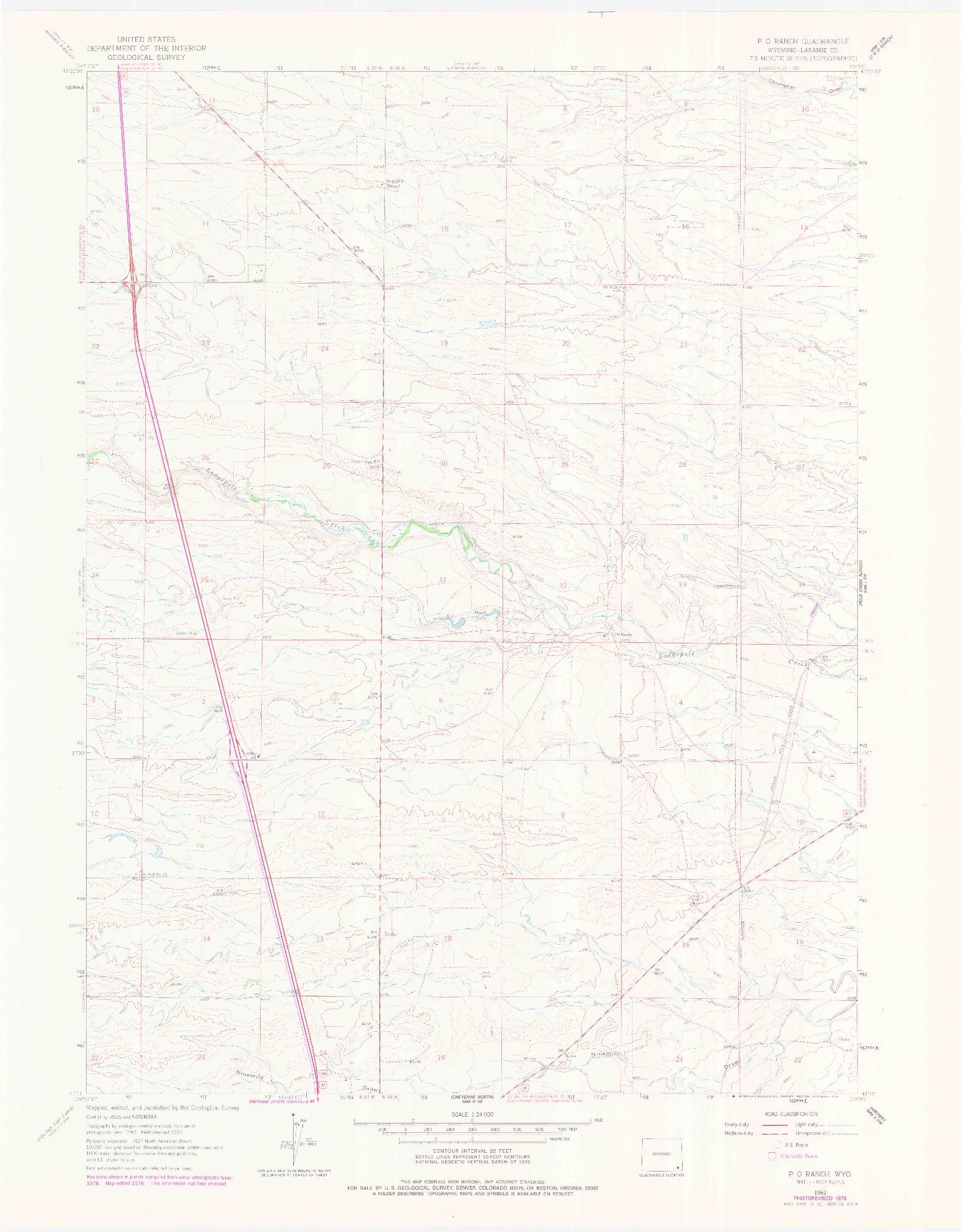 USGS 1:24000-SCALE QUADRANGLE FOR P O RANCH, WY 1962