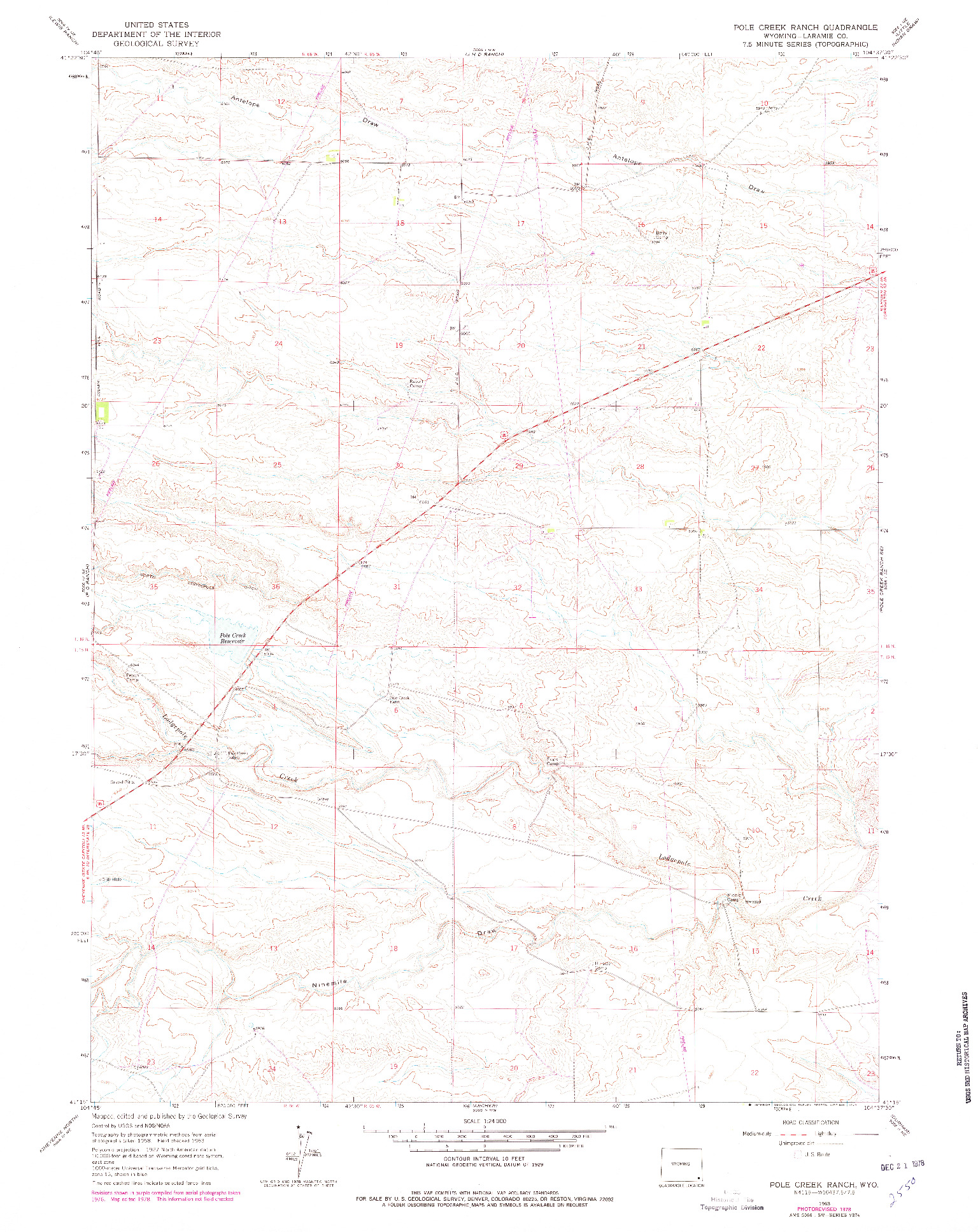 USGS 1:24000-SCALE QUADRANGLE FOR POLE CREEK RANCH, WY 1963