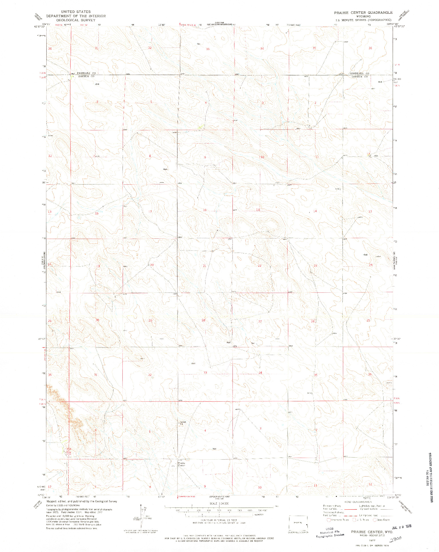 USGS 1:24000-SCALE QUADRANGLE FOR PRAIRIE CENTER, WY 1977