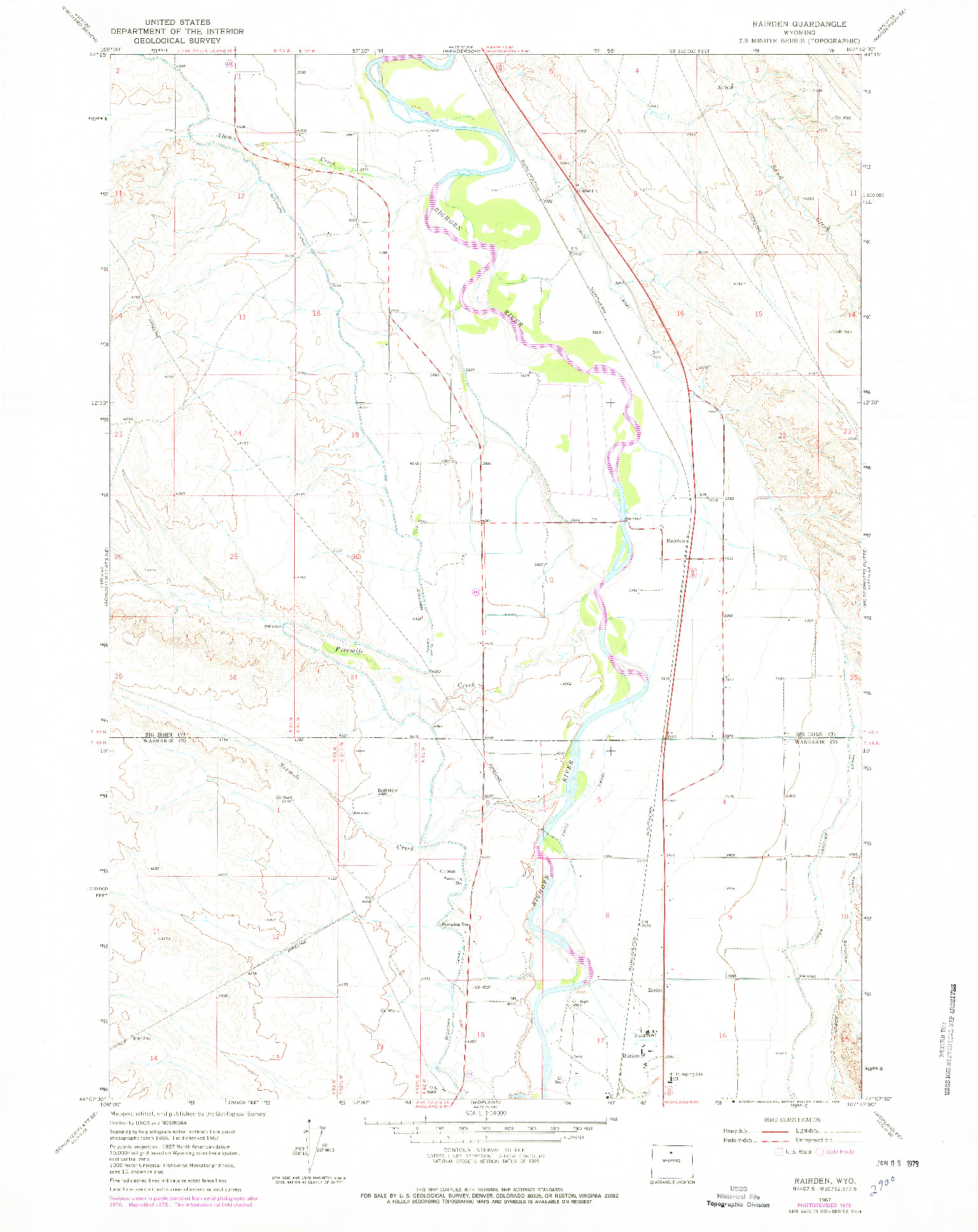 USGS 1:24000-SCALE QUADRANGLE FOR RAIRDEN, WY 1967