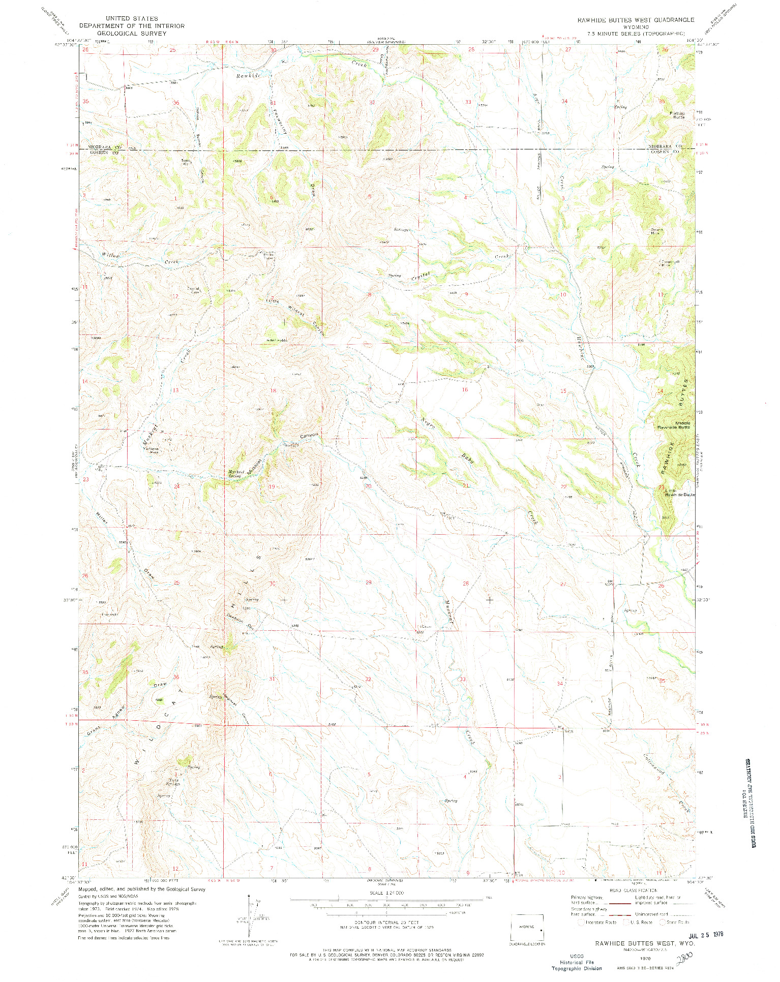 USGS 1:24000-SCALE QUADRANGLE FOR RAWHIDE BUTTES WEST, WY 1978