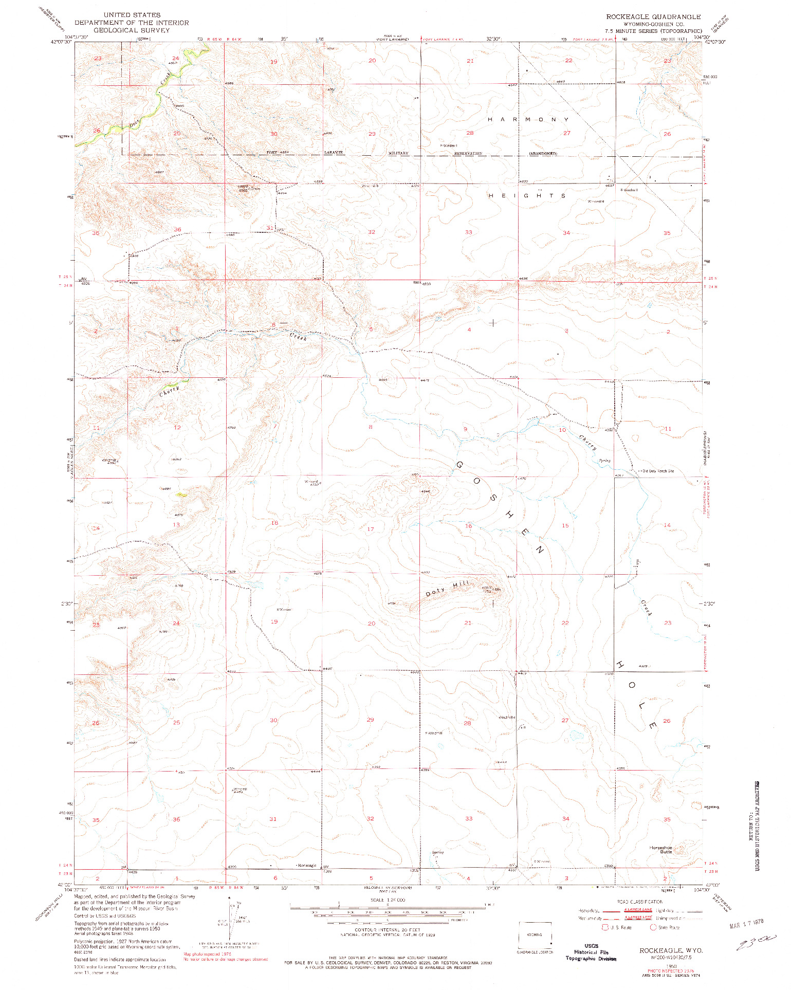 USGS 1:24000-SCALE QUADRANGLE FOR ROCKEAGLE, WY 1950