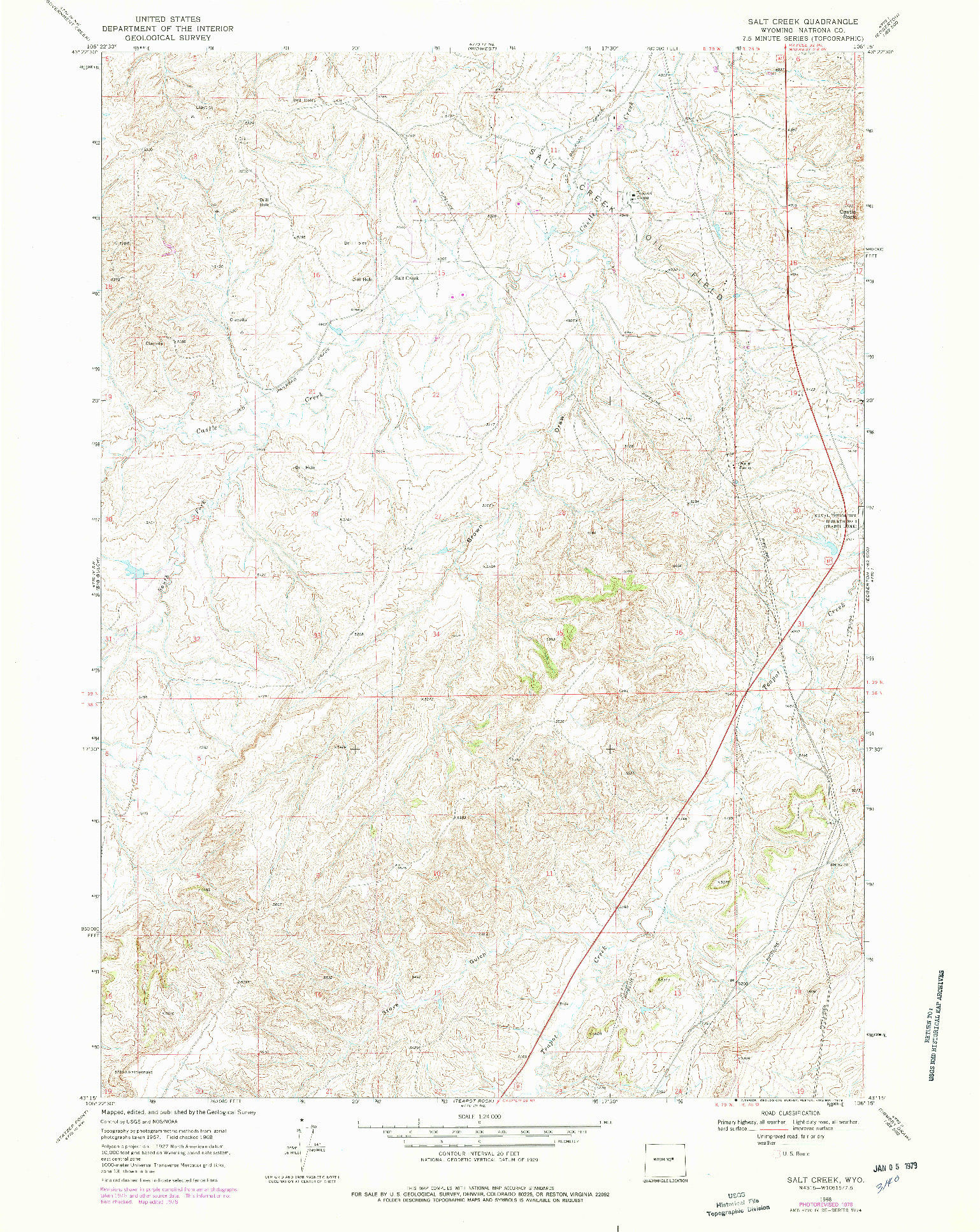 USGS 1:24000-SCALE QUADRANGLE FOR SALT CREEK, WY 1968
