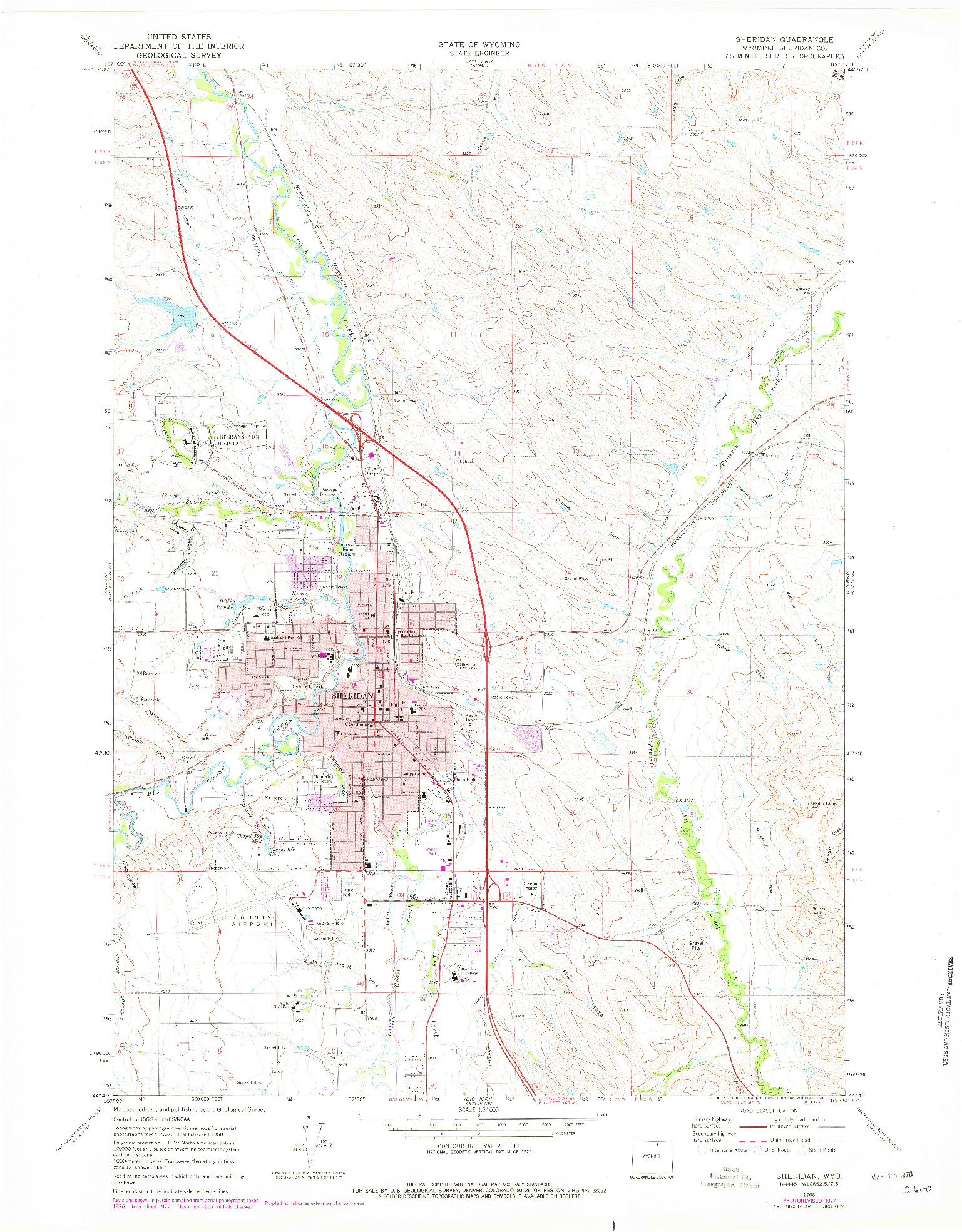 USGS 1:24000-SCALE QUADRANGLE FOR SHERIDAN, WY 1968