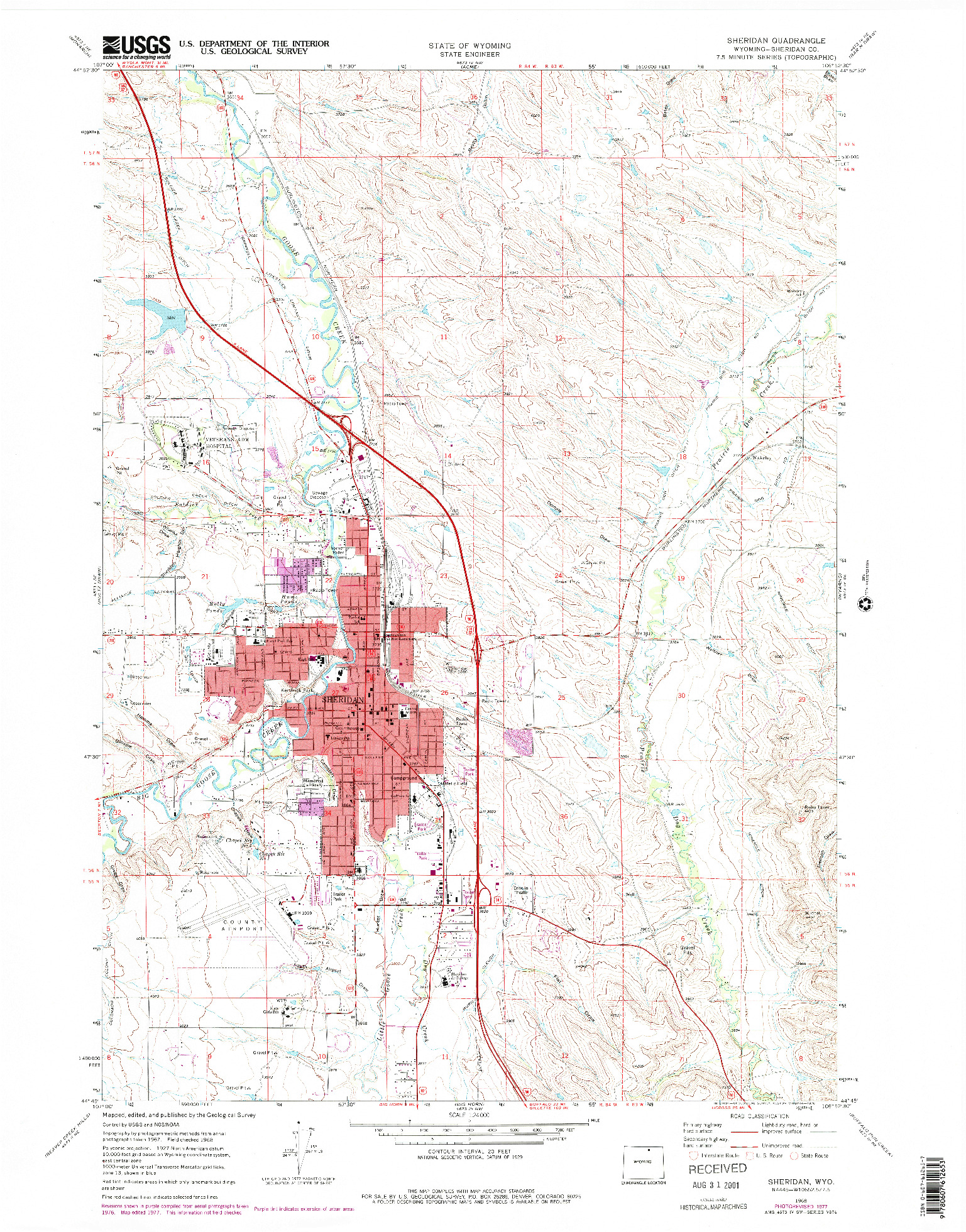 USGS 1:24000-SCALE QUADRANGLE FOR SHERIDAN, WY 1968