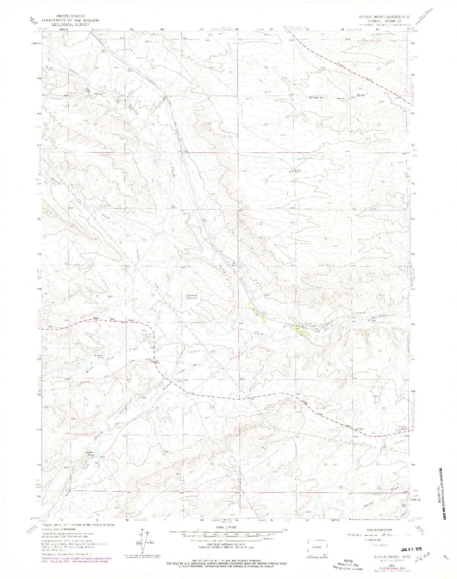 USGS 1:24000-SCALE QUADRANGLE FOR SILVER CROWN, WY 1962