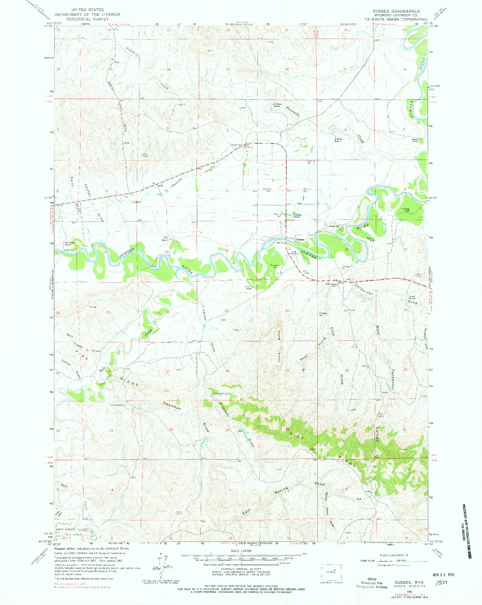 USGS 1:24000-SCALE QUADRANGLE FOR SUSSEX, WY 1961