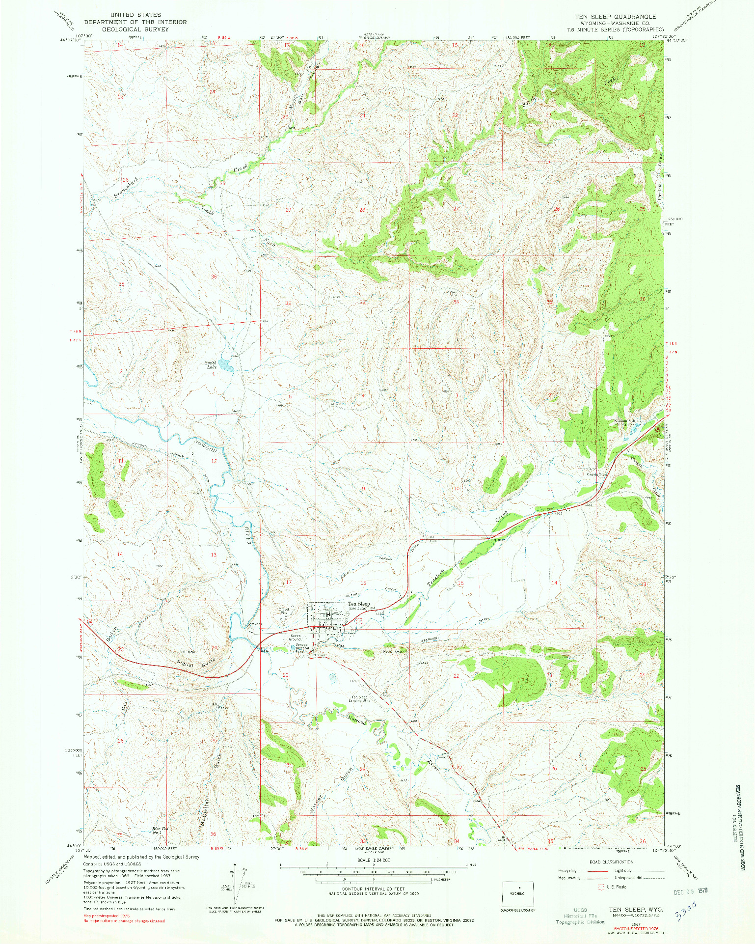 USGS 1:24000-SCALE QUADRANGLE FOR TEN SLEEP, WY 1967