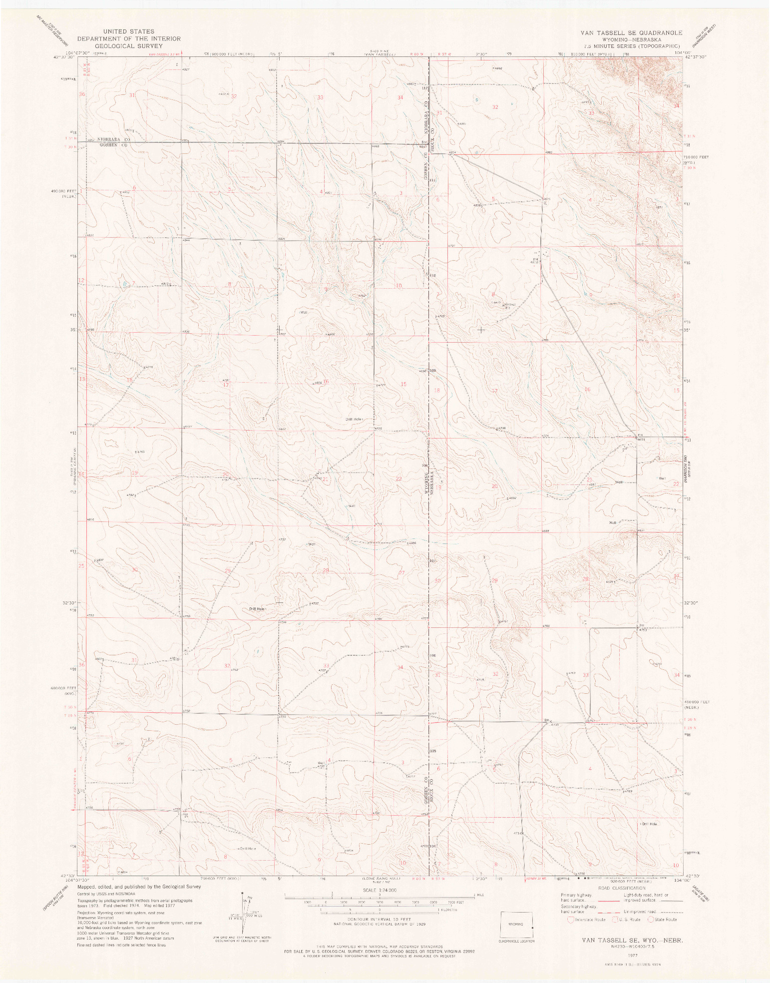 USGS 1:24000-SCALE QUADRANGLE FOR VAN TASSELL SE, WY 1977