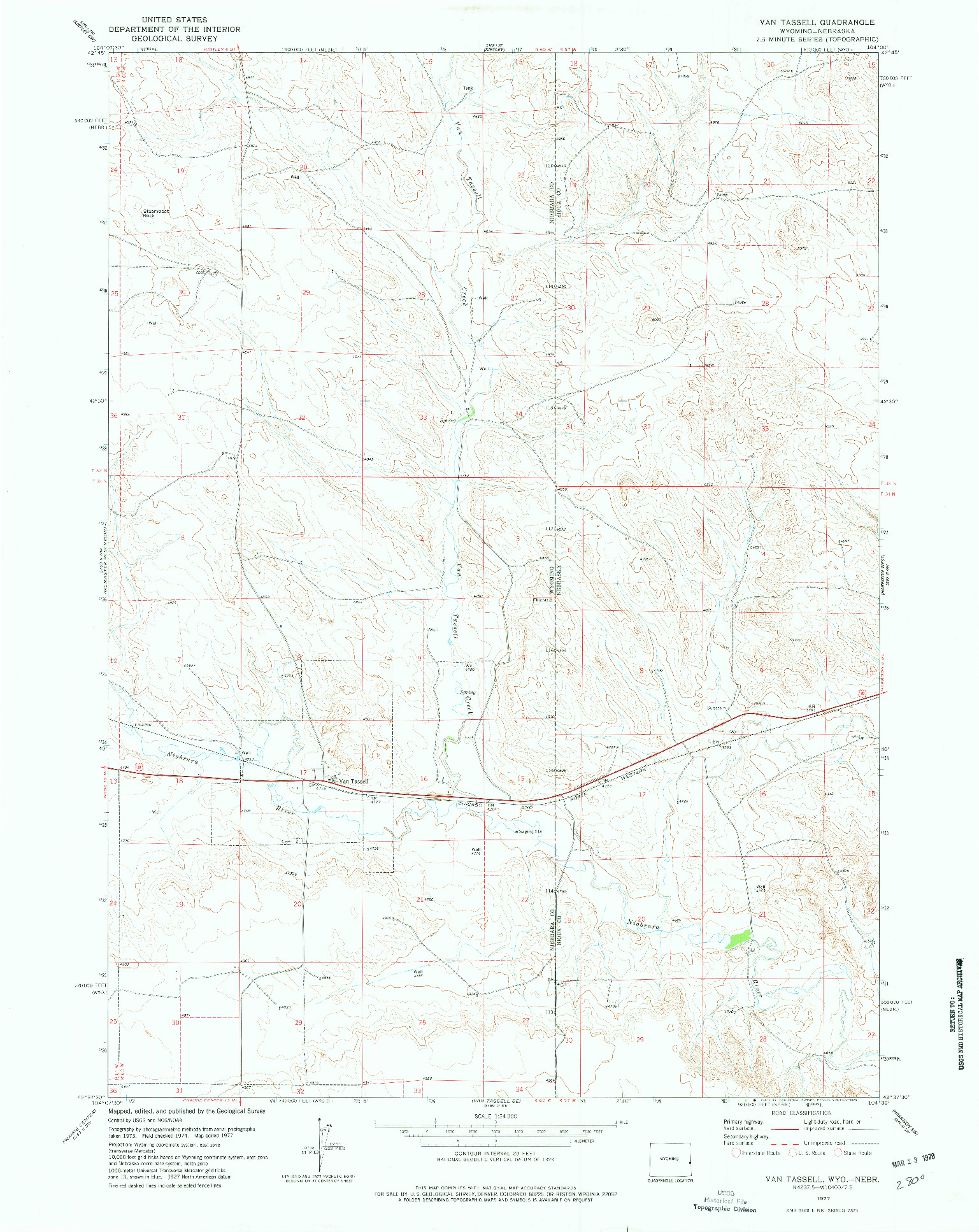 USGS 1:24000-SCALE QUADRANGLE FOR VAN TASSELL, WY 1977