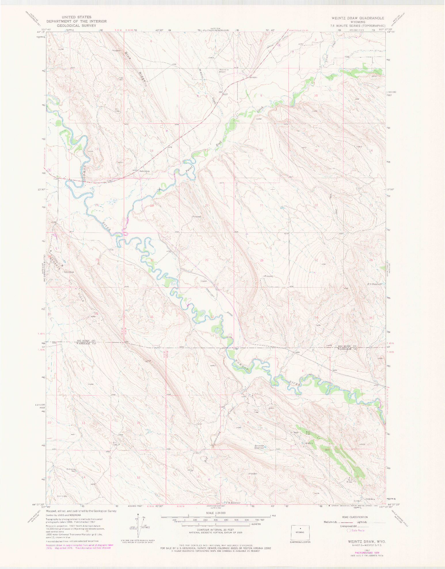 USGS 1:24000-SCALE QUADRANGLE FOR WEINTZ DRAW, WY 1967