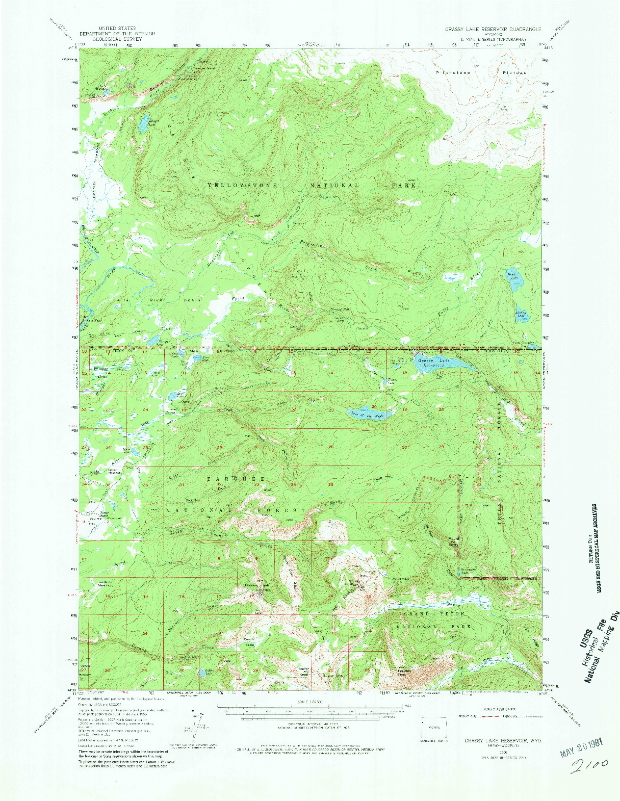 USGS 1:62500-SCALE QUADRANGLE FOR GRASSY LAKE RESERVOIR, WY 1956