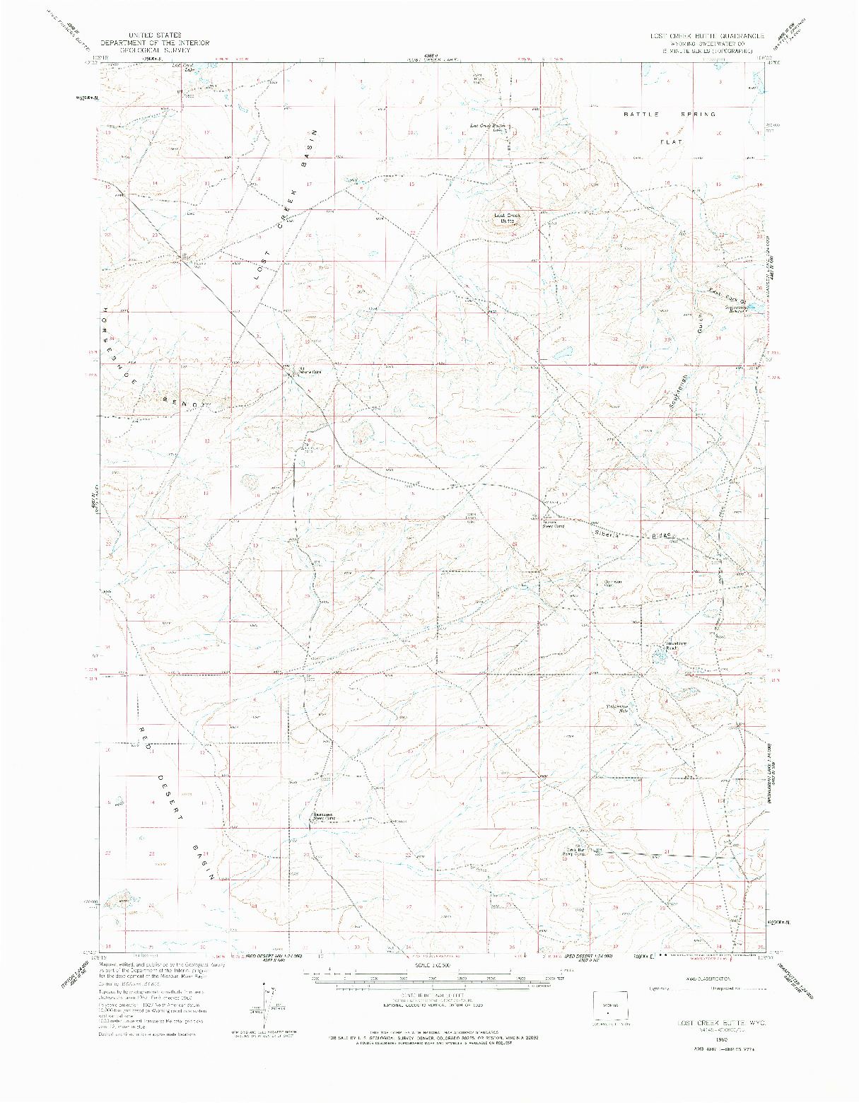 USGS 1:62500-SCALE QUADRANGLE FOR LOST CREEK BUTTE, WY 1960