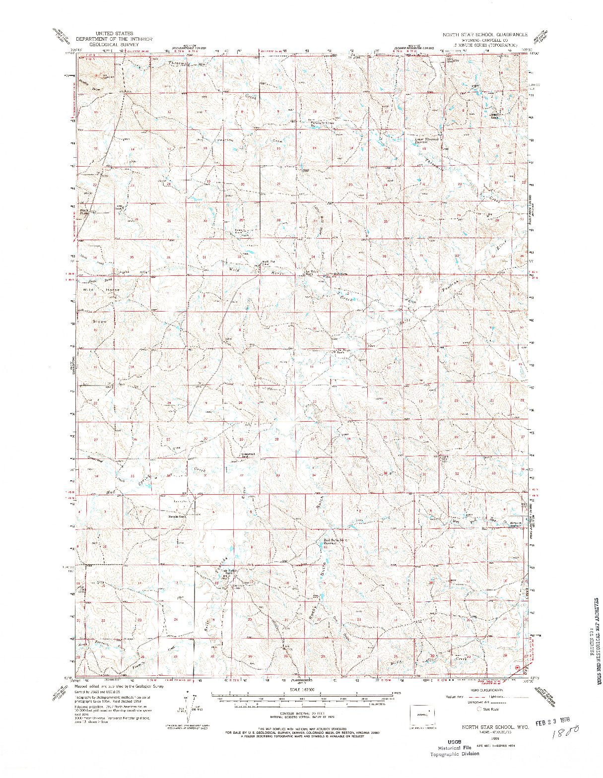 USGS 1:62500-SCALE QUADRANGLE FOR NORTH STAR SCHOOL, WY 1959