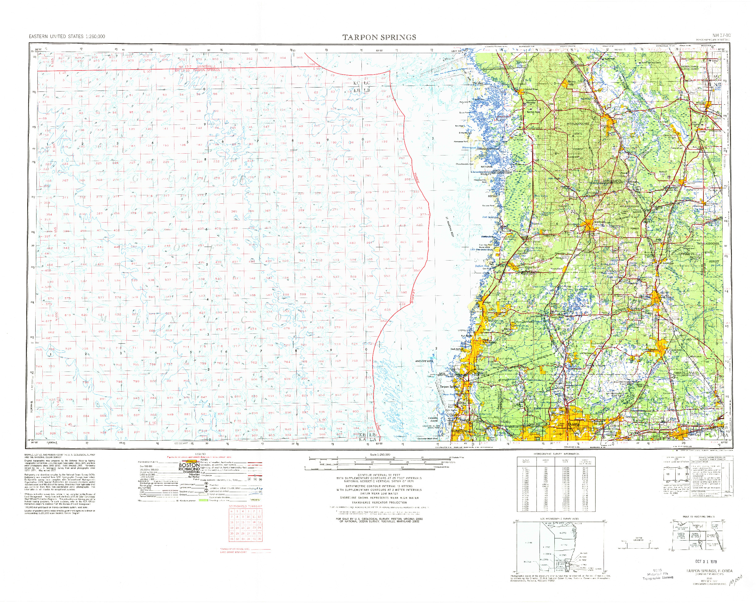 USGS 1:250000-SCALE QUADRANGLE FOR TARPON SPRINGS, FL 1955