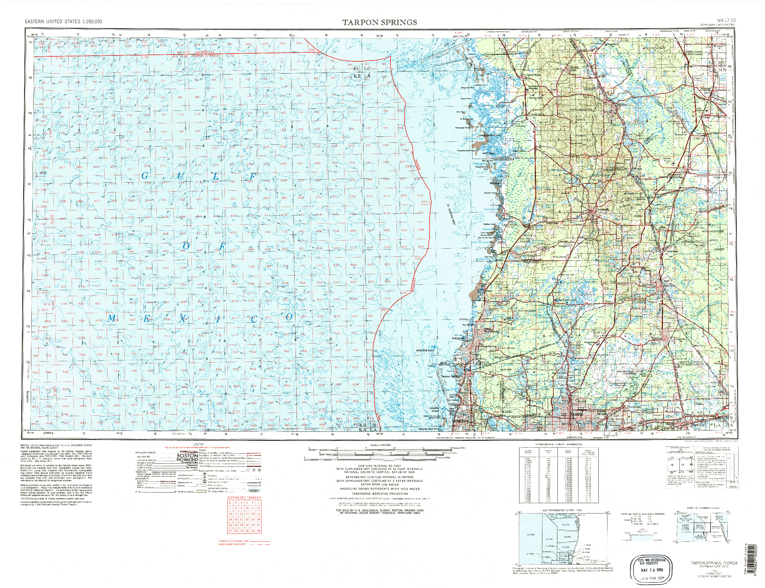 USGS 1:250000-SCALE QUADRANGLE FOR TARPON SPRINGS, FL 1955