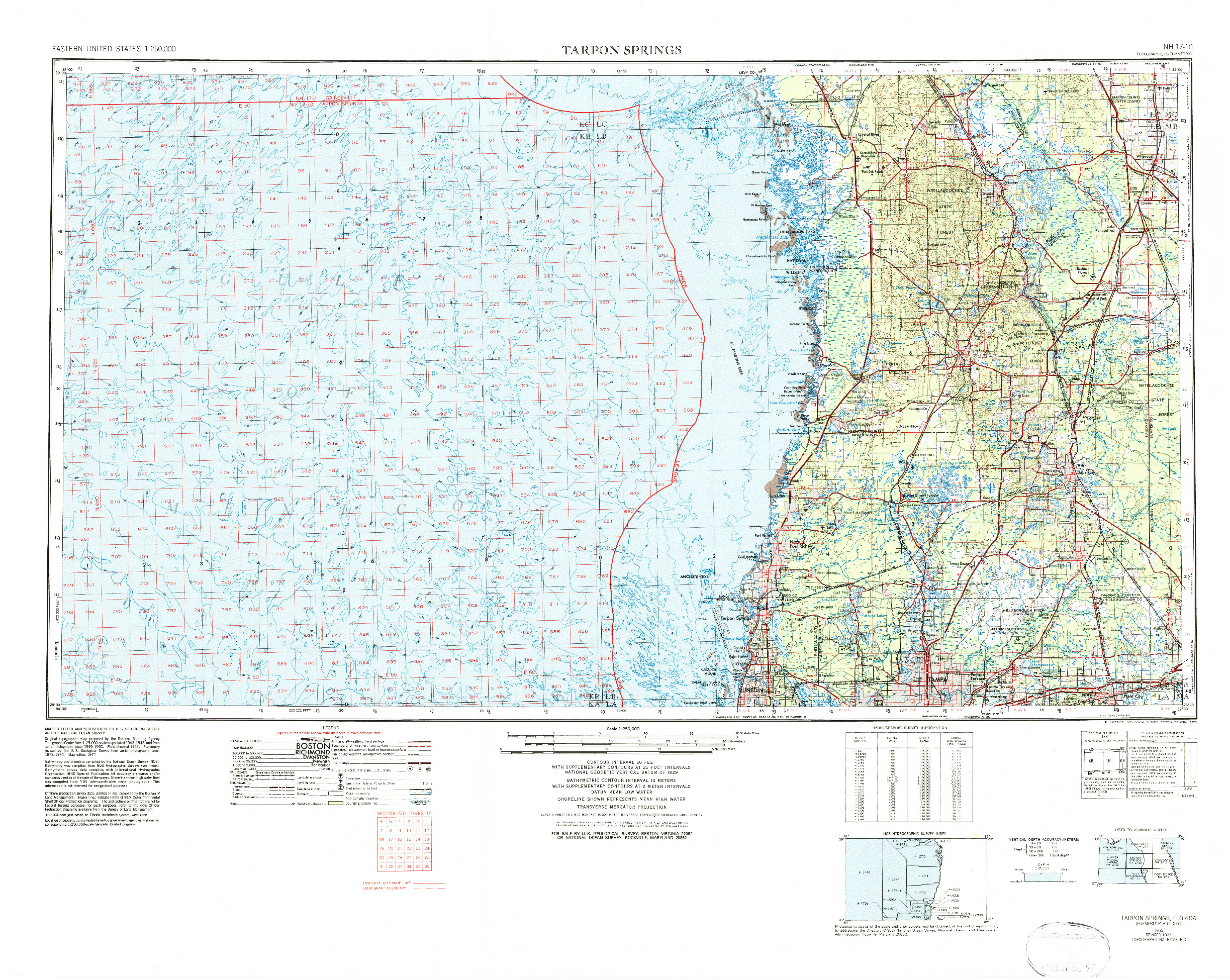 USGS 1:250000-SCALE QUADRANGLE FOR TARPON SPRINGS, FL 1955