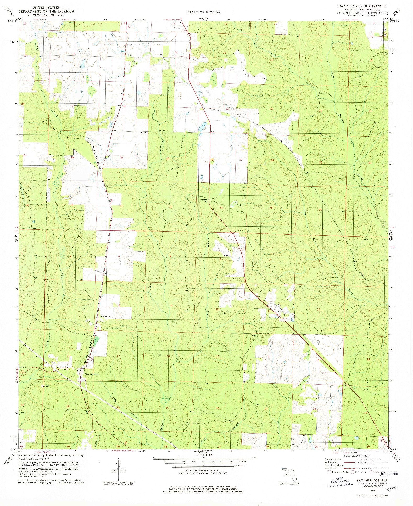 USGS 1:24000-SCALE QUADRANGLE FOR BAY SPRINGS, FL 1978