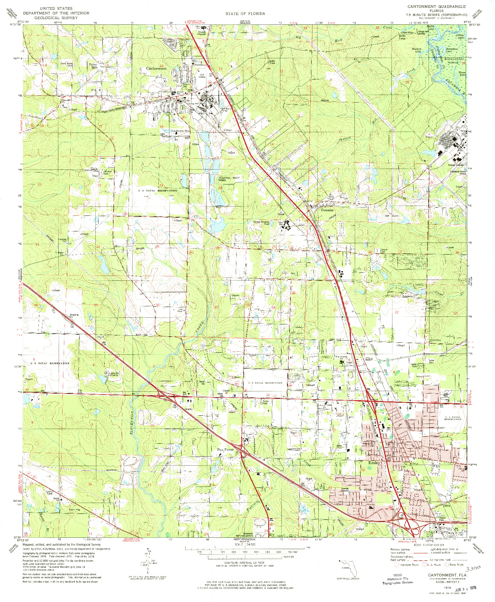 USGS 1:24000-SCALE QUADRANGLE FOR CANTONMENT, FL 1978