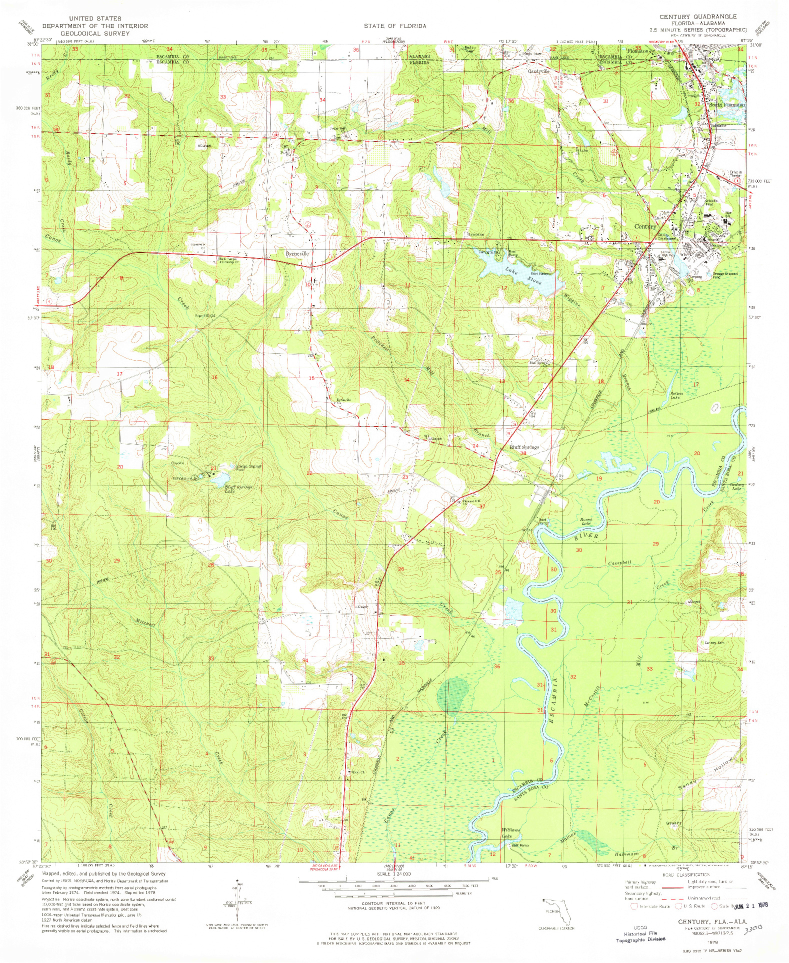 USGS 1:24000-SCALE QUADRANGLE FOR CENTURY, FL 1978