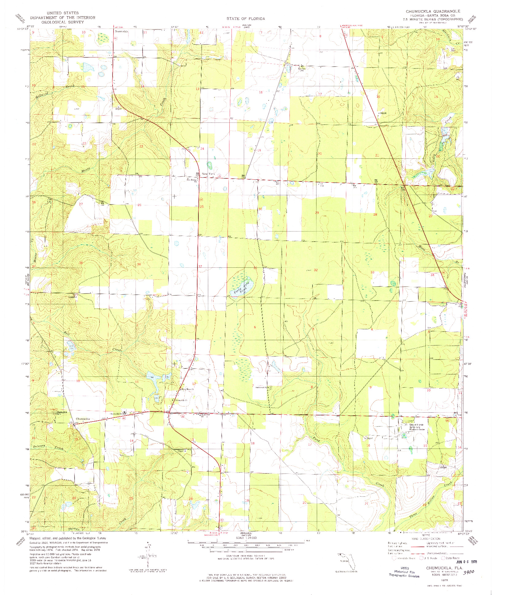 USGS 1:24000-SCALE QUADRANGLE FOR CHUMUCKLA, FL 1978