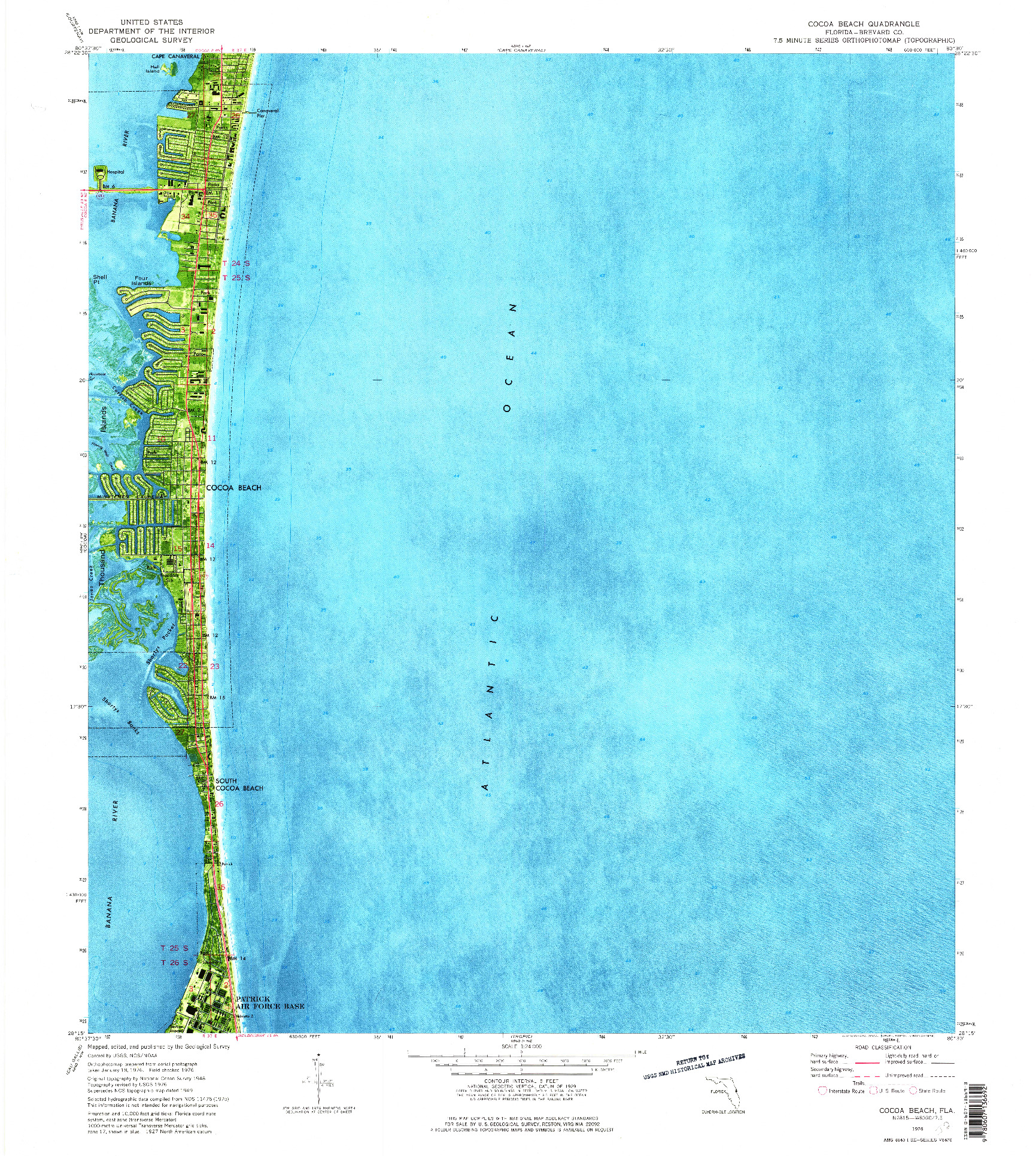 USGS 1:24000-SCALE QUADRANGLE FOR COCOA BEACH, FL 1976